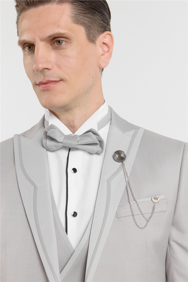 Gri Kılıç Yaka Çift Yırtmaç Esnek 6 Drop Slim Fit Damatlık Takım Elbise 1001250205