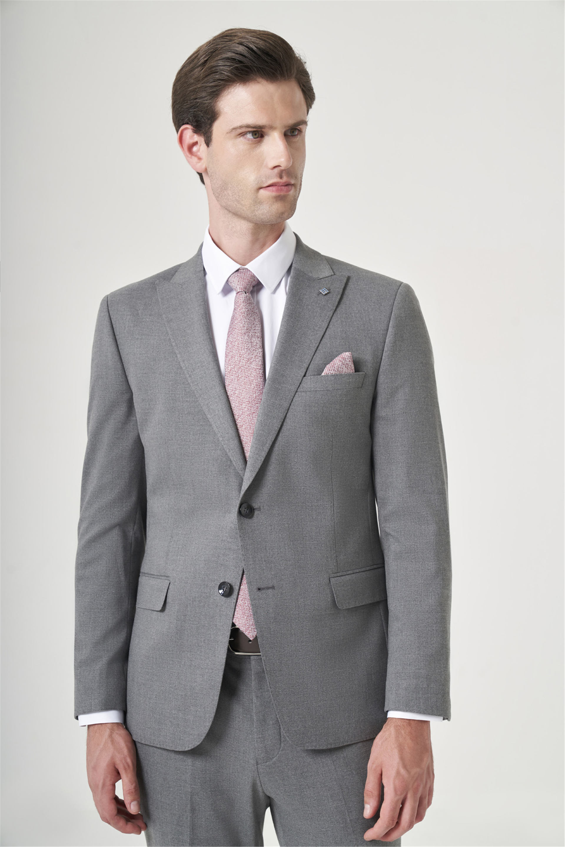 Gri Kırlangıç Yaka 6 Drop Slim Fit Tam Astar Esnek Takım Elbise 1001260148