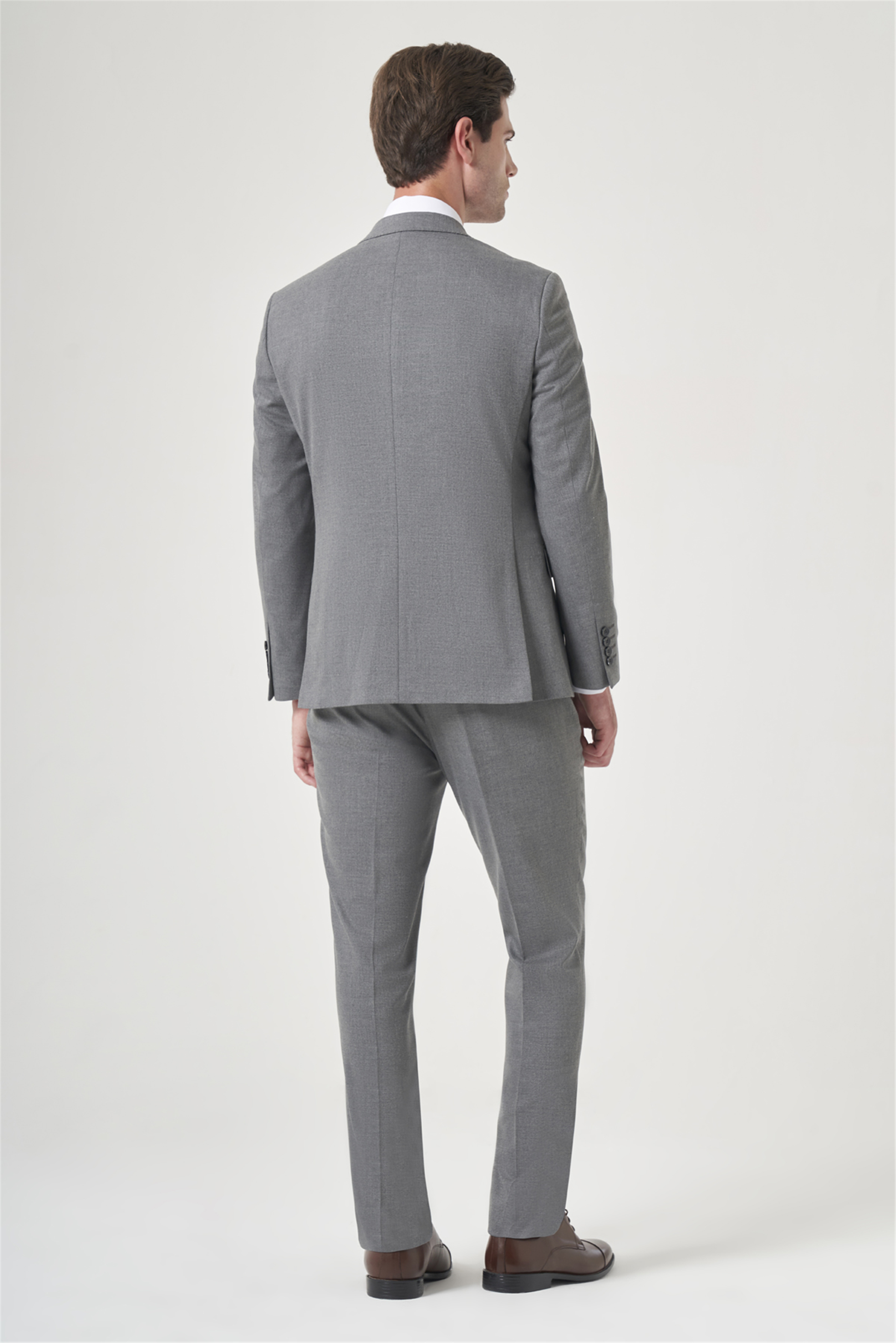 Gri Kırlangıç Yaka 6 Drop Slim Fit Tam Astar Esnek Takım Elbise 1001260148