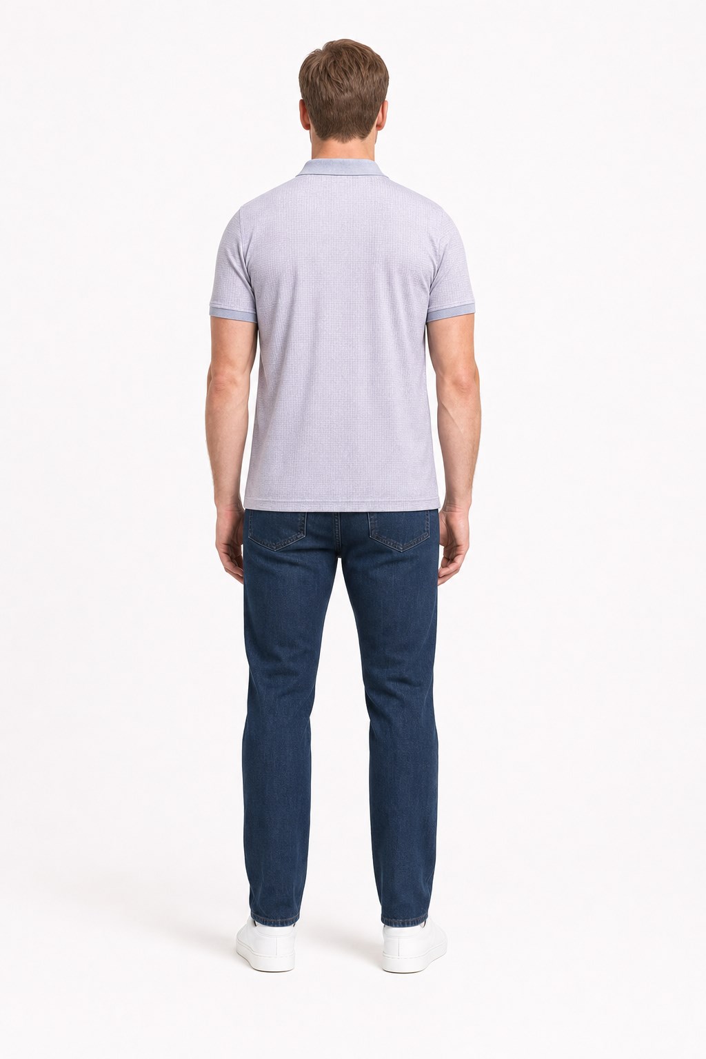 Gri Kısa Kol Baskılı Pike Polo Yaka Cepsiz esnek Casual Slim Fit Tişört 1011250150