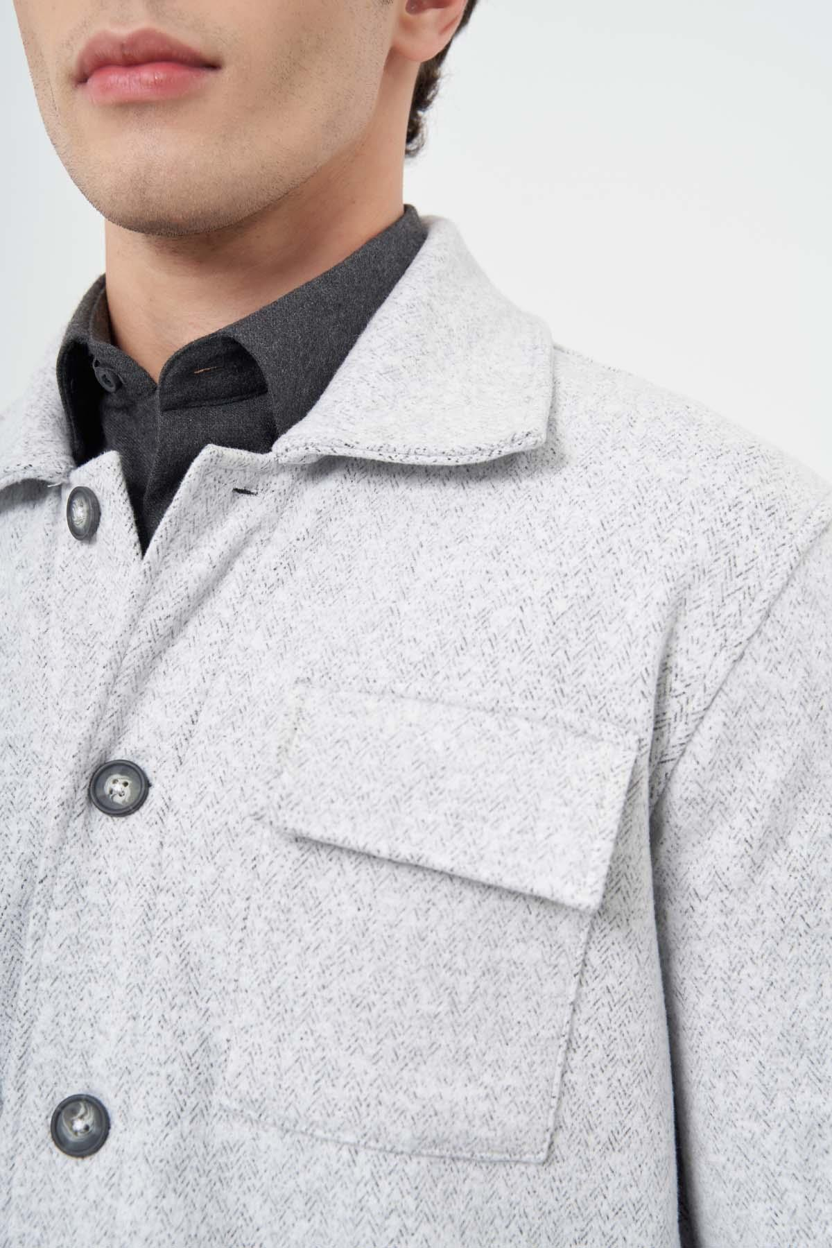 Örme Polo Yaka Jakarlı Desen Yırtmaçsız Astarsız Slim Fit Classic Gömlek Ceket 1007245161