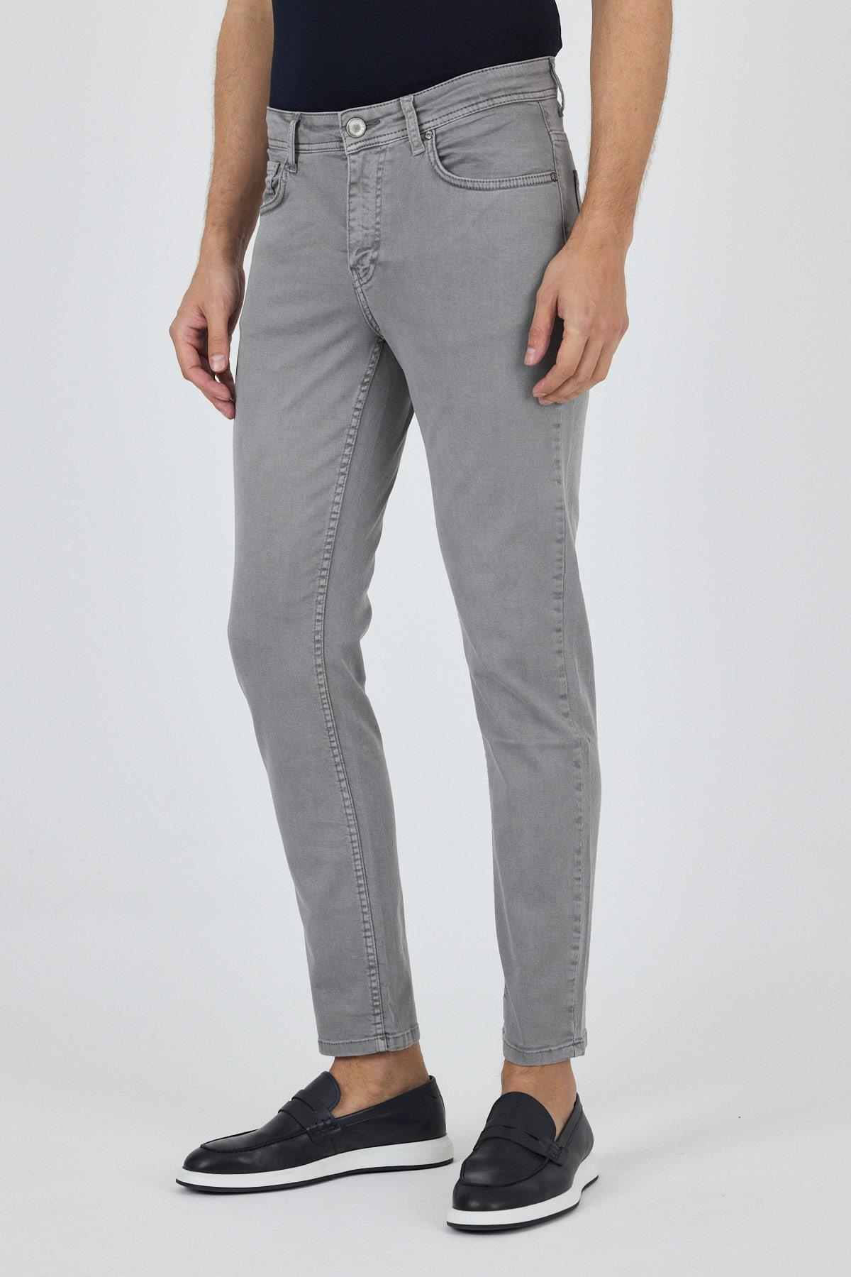 Gri Pamuklu 5 Cep Casual Slim Fit 5 Cep Pantolon 1003250318