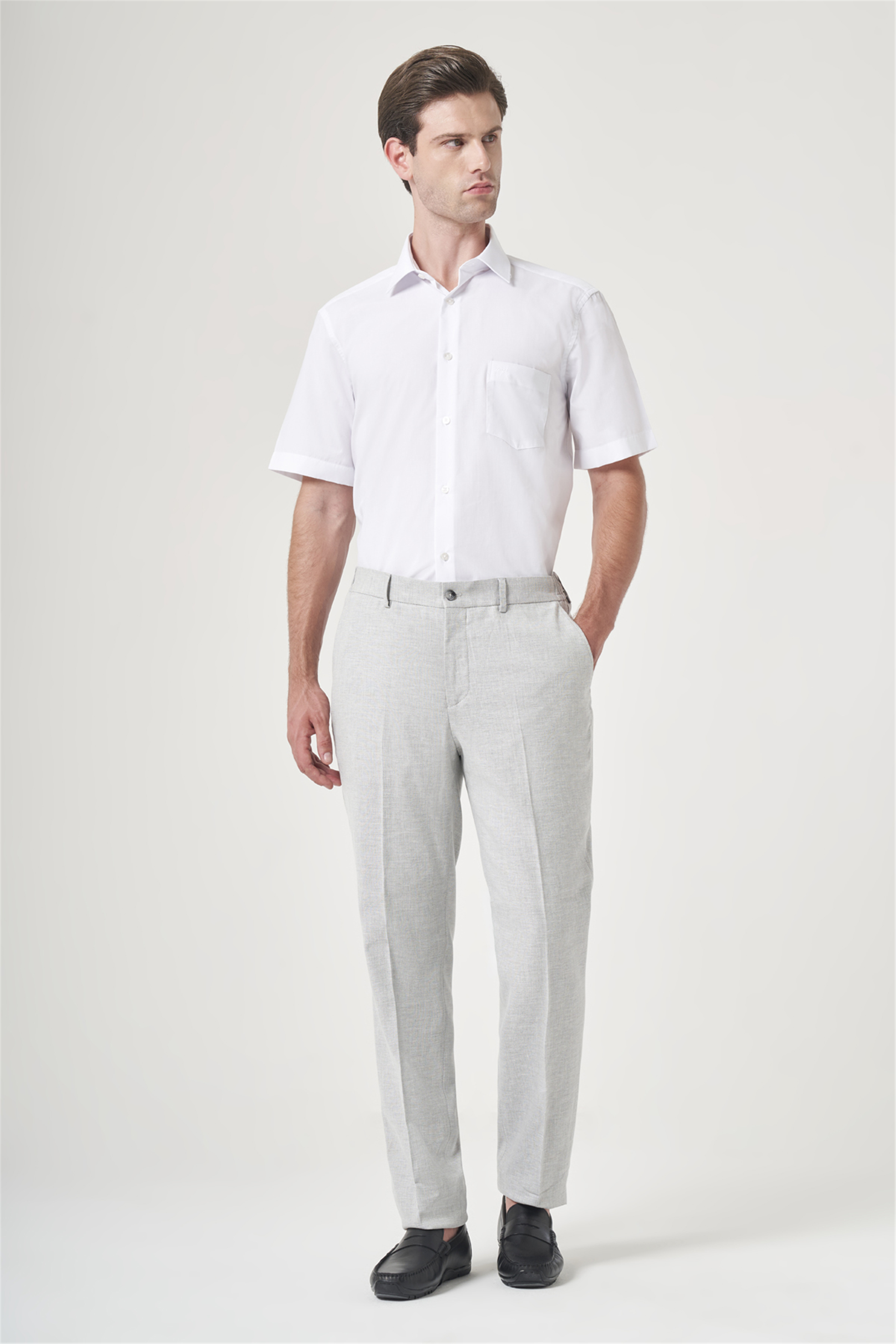 Gri Yan Cep Comfort Fit Pamuklu Chino Pantolon 1003260167