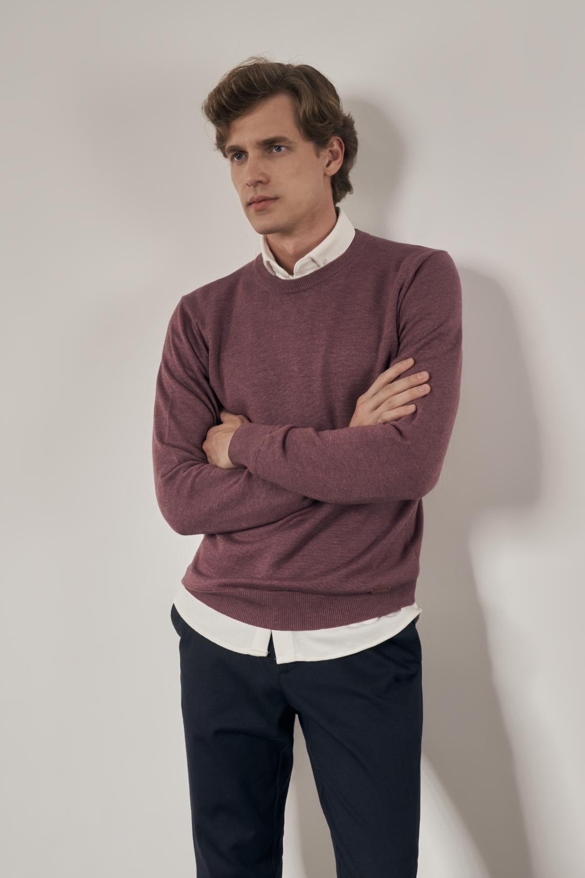 Bisiklet Yaka Cepsiz Comfort Fit Classic Yünlü Triko Kazak 1012255006