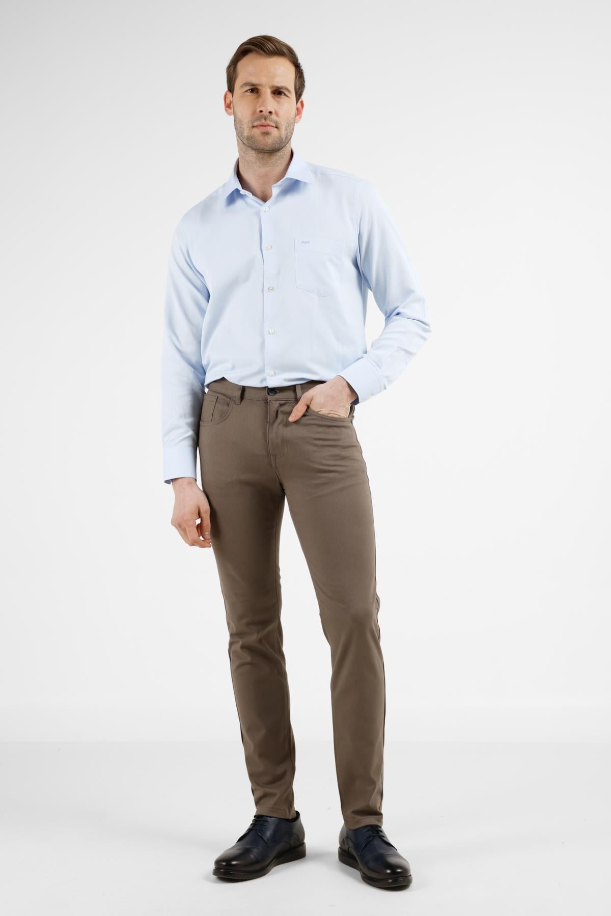 5 Cep  Düz Paça Pamuklu Slim Fit 5 Cep Casual Pantolon 1003255154