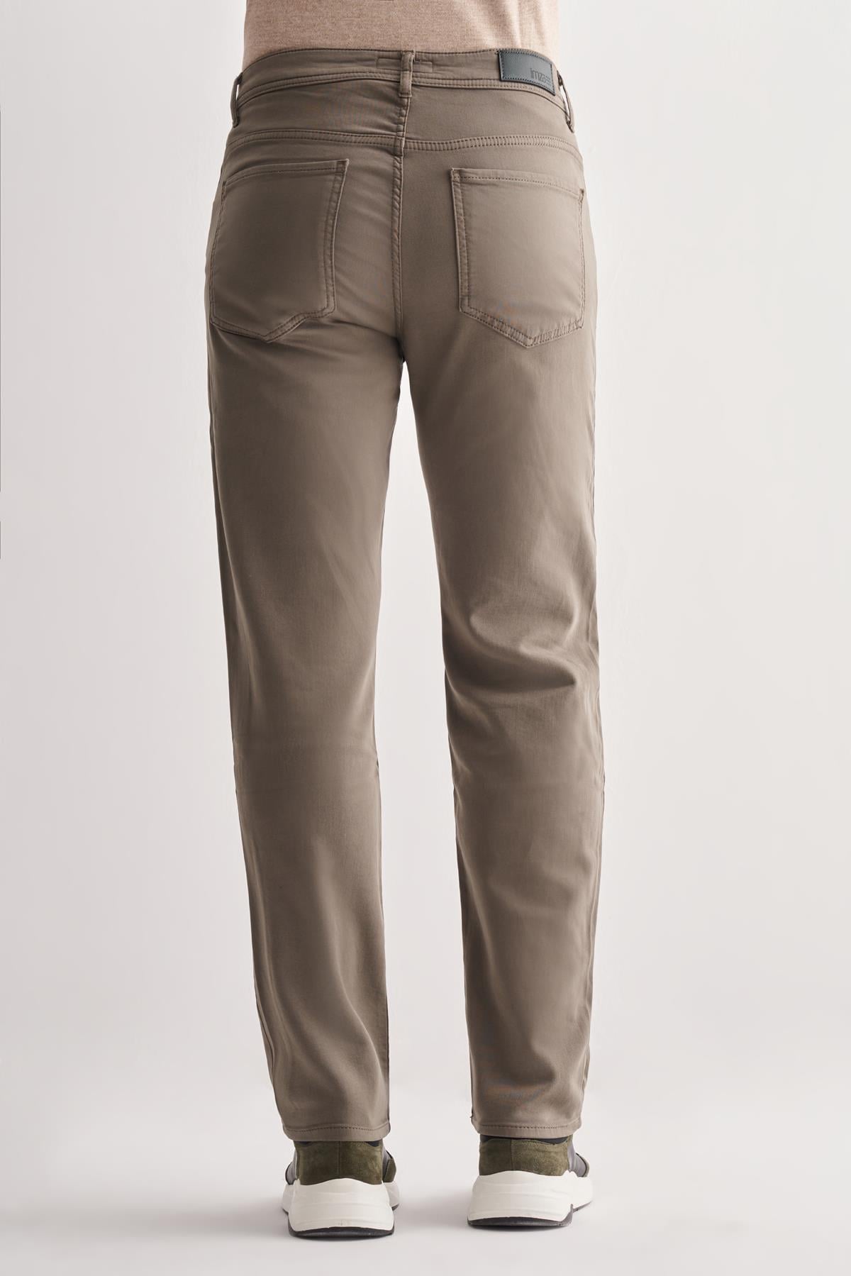Haki 5 Cep  Düz Paça Pamuklu Slim Fit 5 Cep Casual Pantolon 1003255322