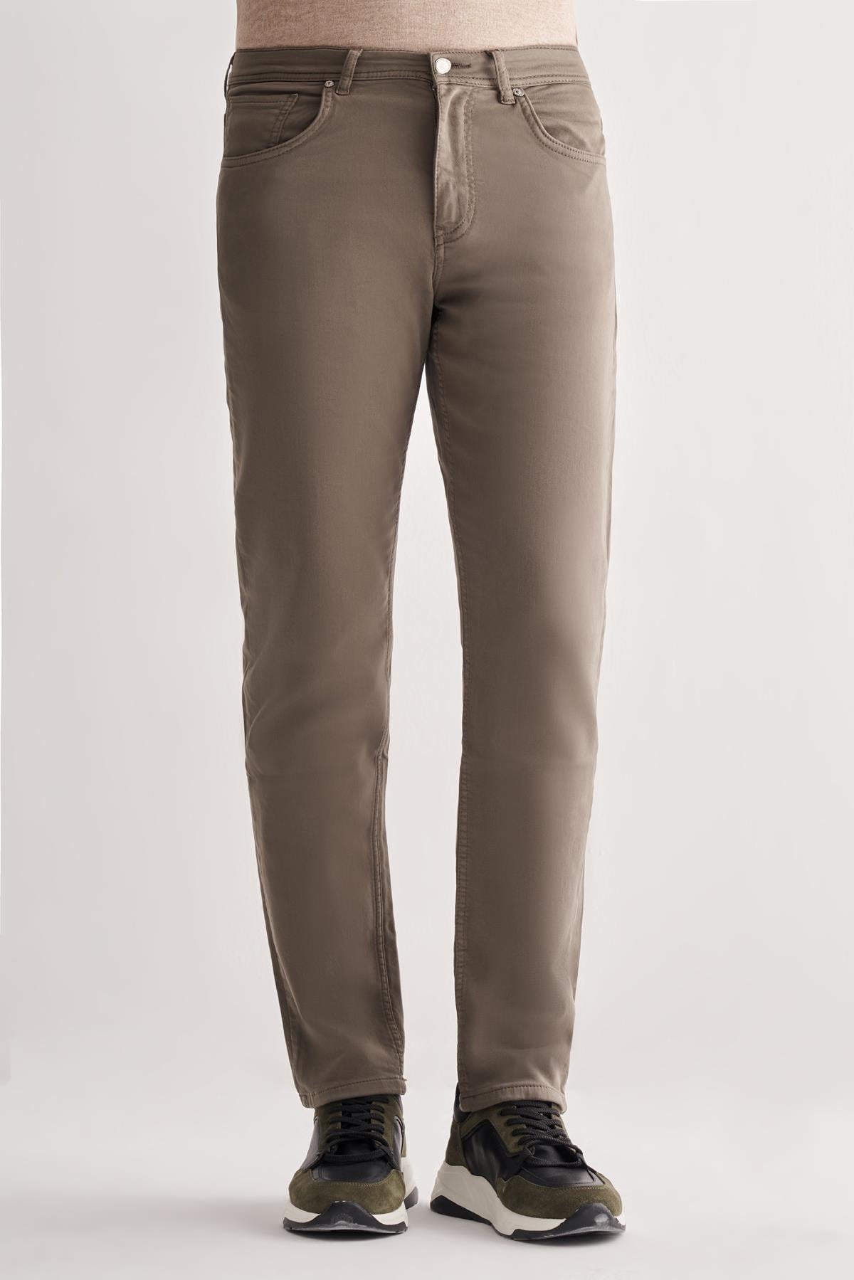 Haki 5 Cep  Düz Paça Pamuklu Slim Fit 5 Cep Casual Pantolon 1003255322