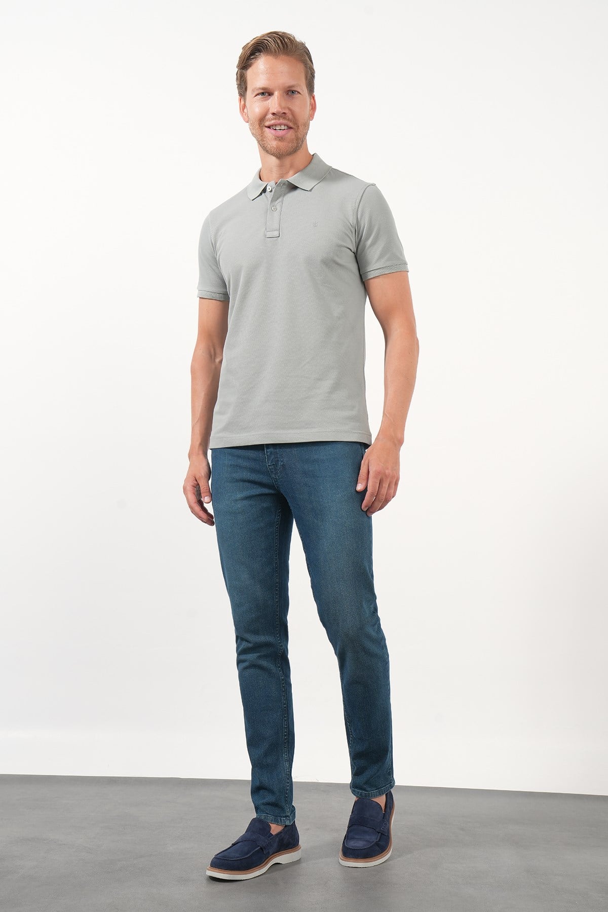 Haki Polo Yaka Pike Kısa Kol Slim Fit Pamuklu Tişört 1011260169