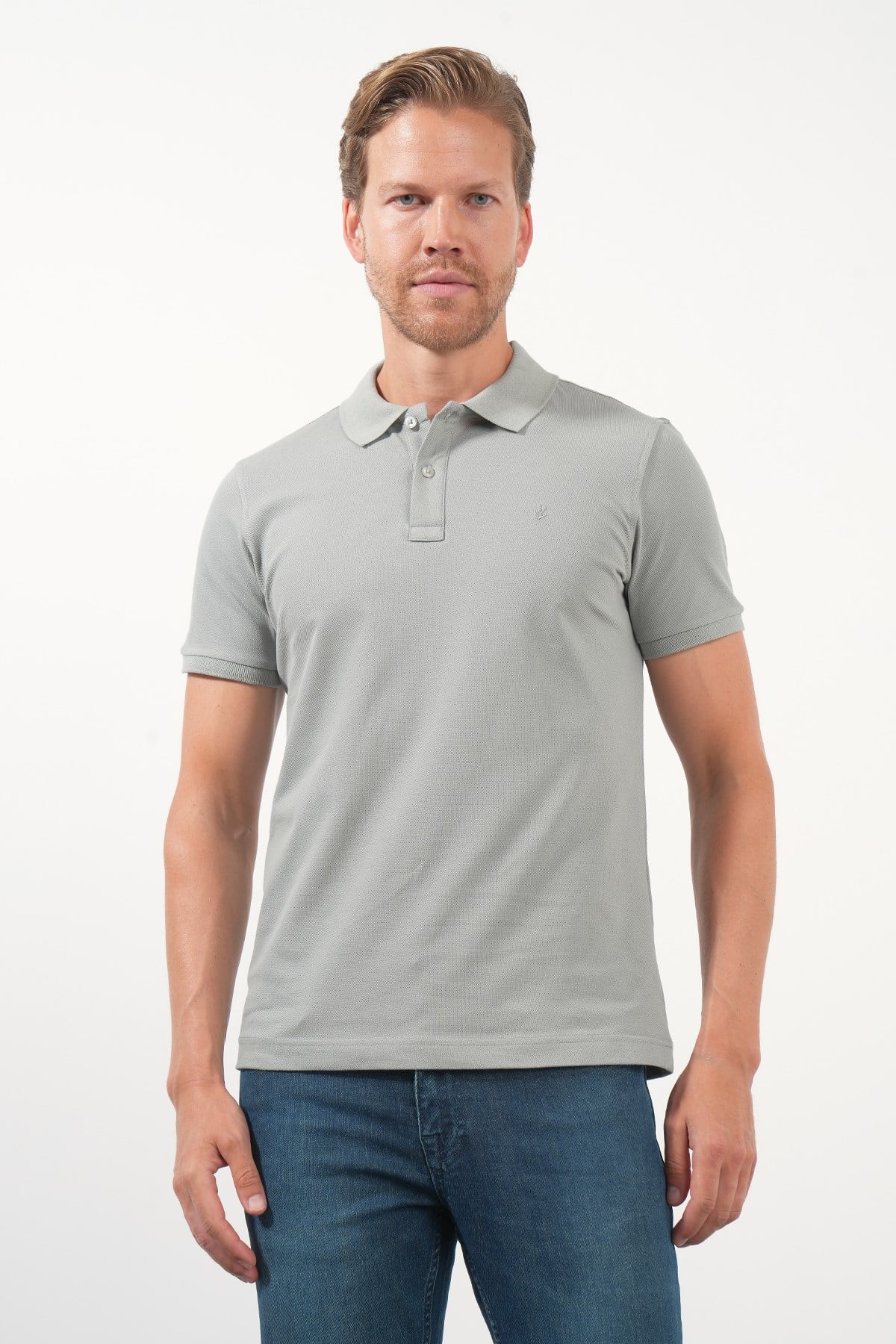 Haki Polo Yaka Pike Kısa Kol Slim Fit Pamuklu Tişört 1011260169
