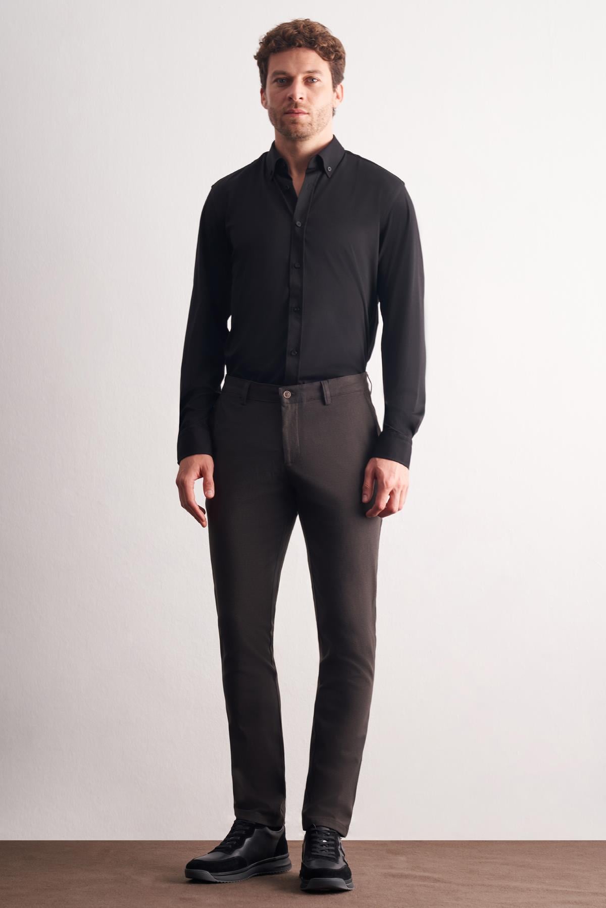 Yan Cep Düz Paça Pamuklu Slim Fit Chino Casual Pantolon 1003255160