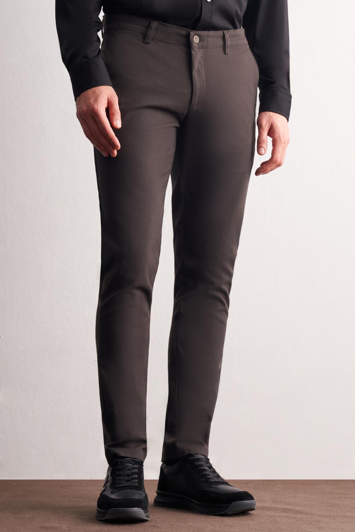 Yan Cep Düz Paça Pamuklu Slim Fit Chino Casual Pantolon 1003255160
