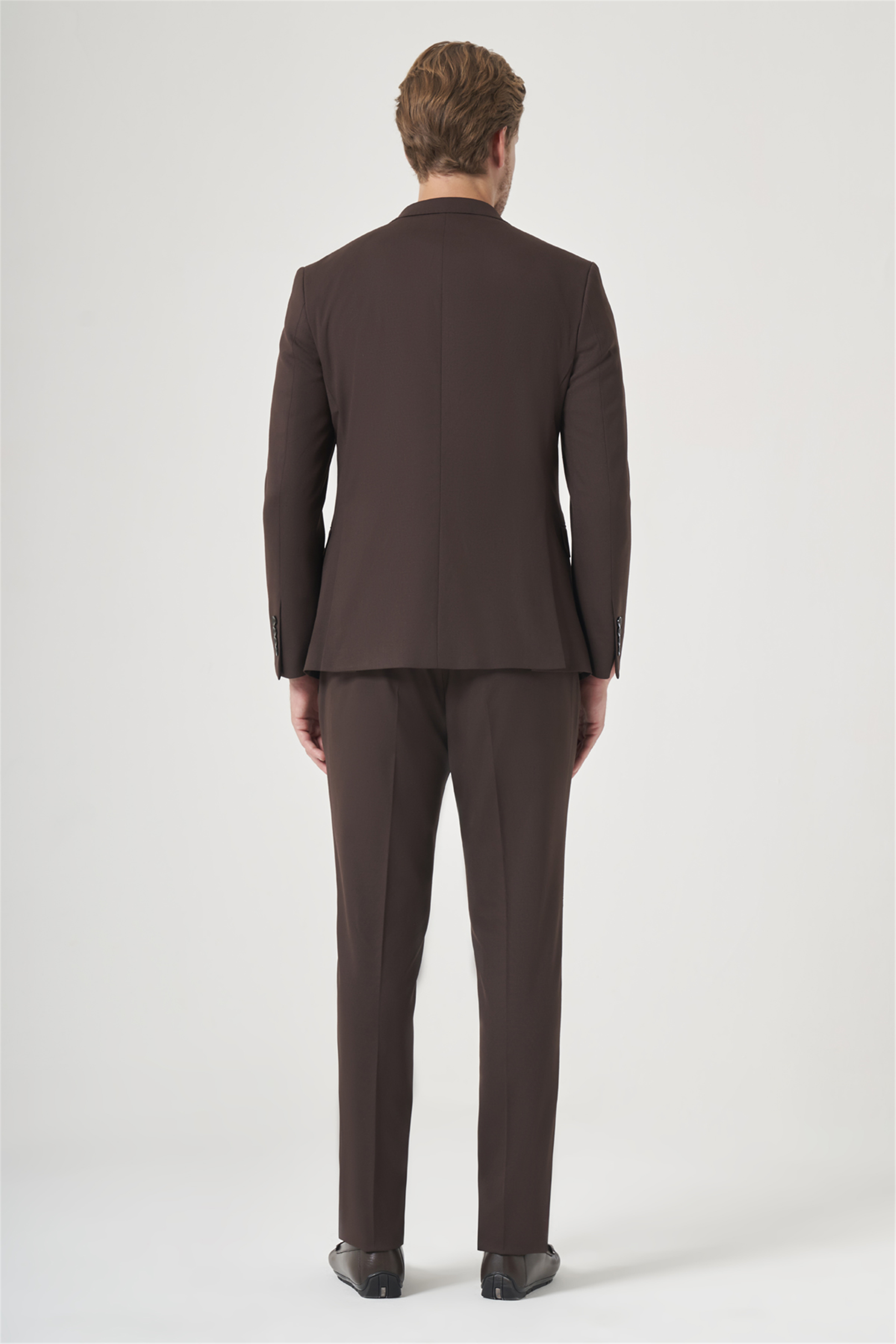 Kahverengi Kırlangıç Yaka 6 Drop Slim Fit Tam Astar Esnek Takım Elbise 1001260148