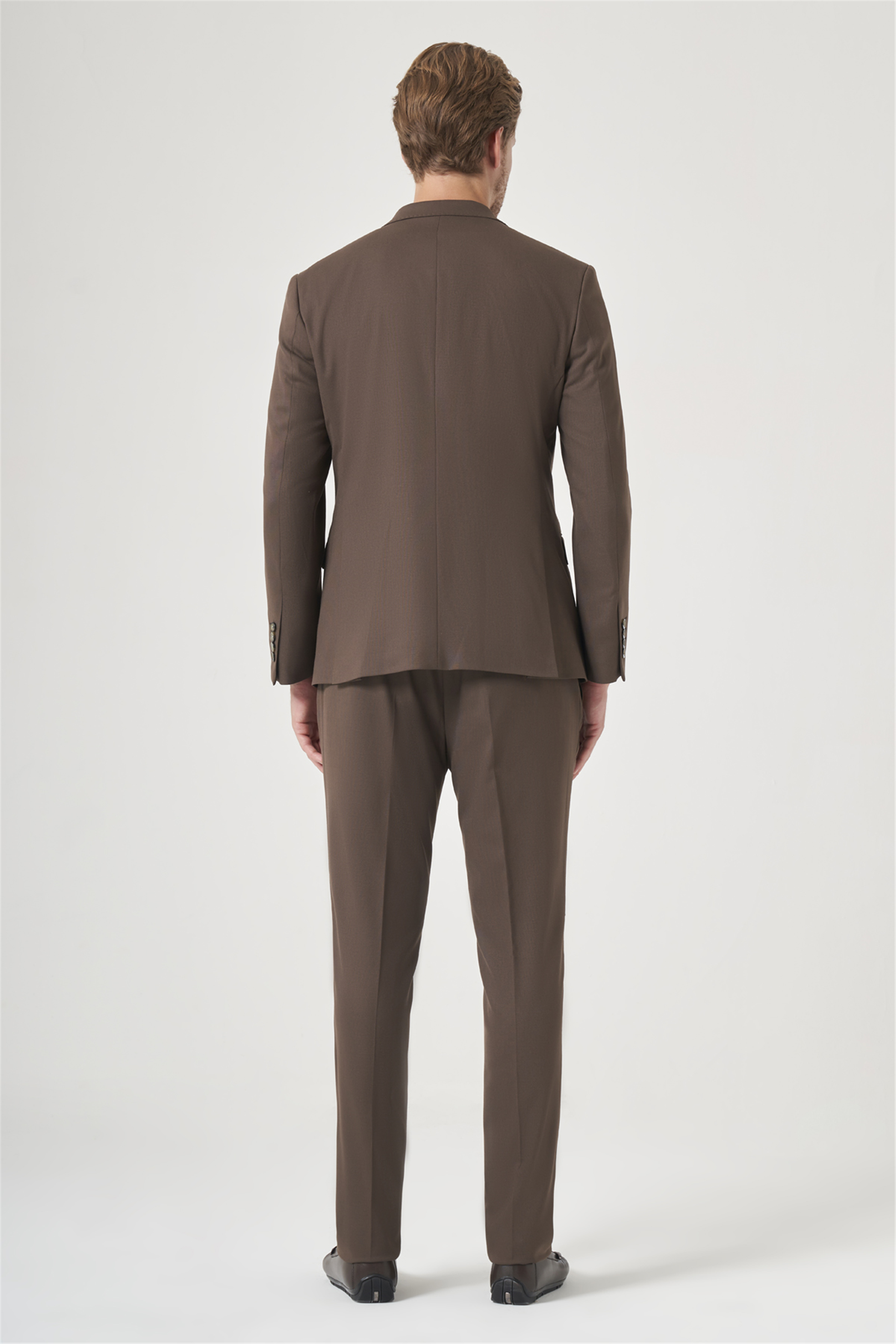 Kahverengi Kırlangıç Yaka 6 Drop Slim Fit Tam Astar Esnek Takım Elbise 1001260148