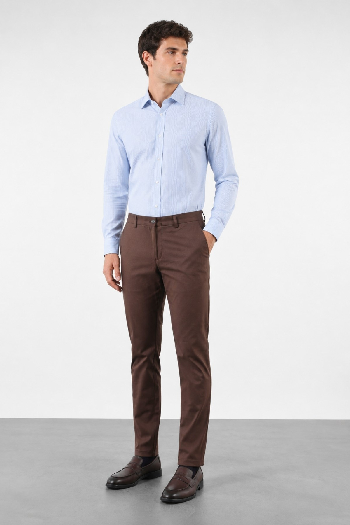 Kahverengi Yan Cep Comfort Fit Pamuklu Chino Pantolon 1003260172