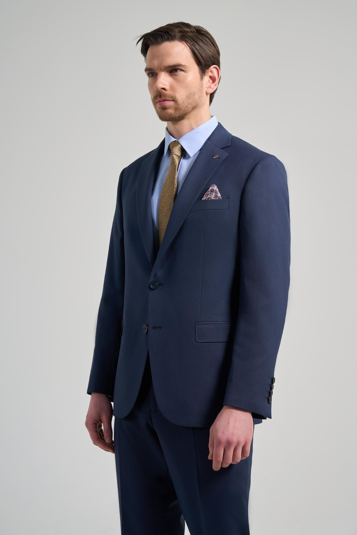 Desenli Bez Ayağı Mono Yaka Tam Astar Esnek 4 Drop Comfort Fit Takım Elbise 1001250169