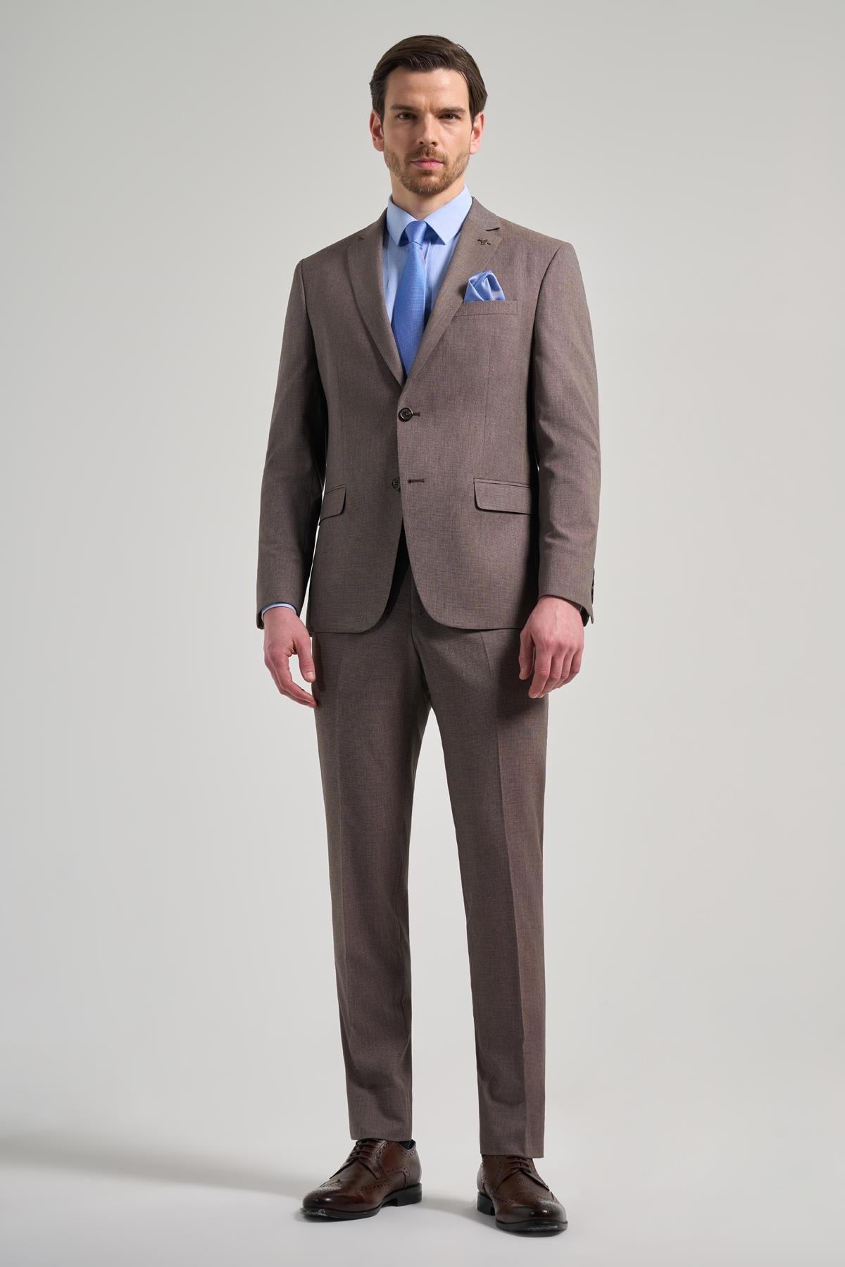 Desenli Bez Ayağı Mono Yaka Tam Astar Esnek 6 Drop Slim Fit Takım Elbise 1001250168