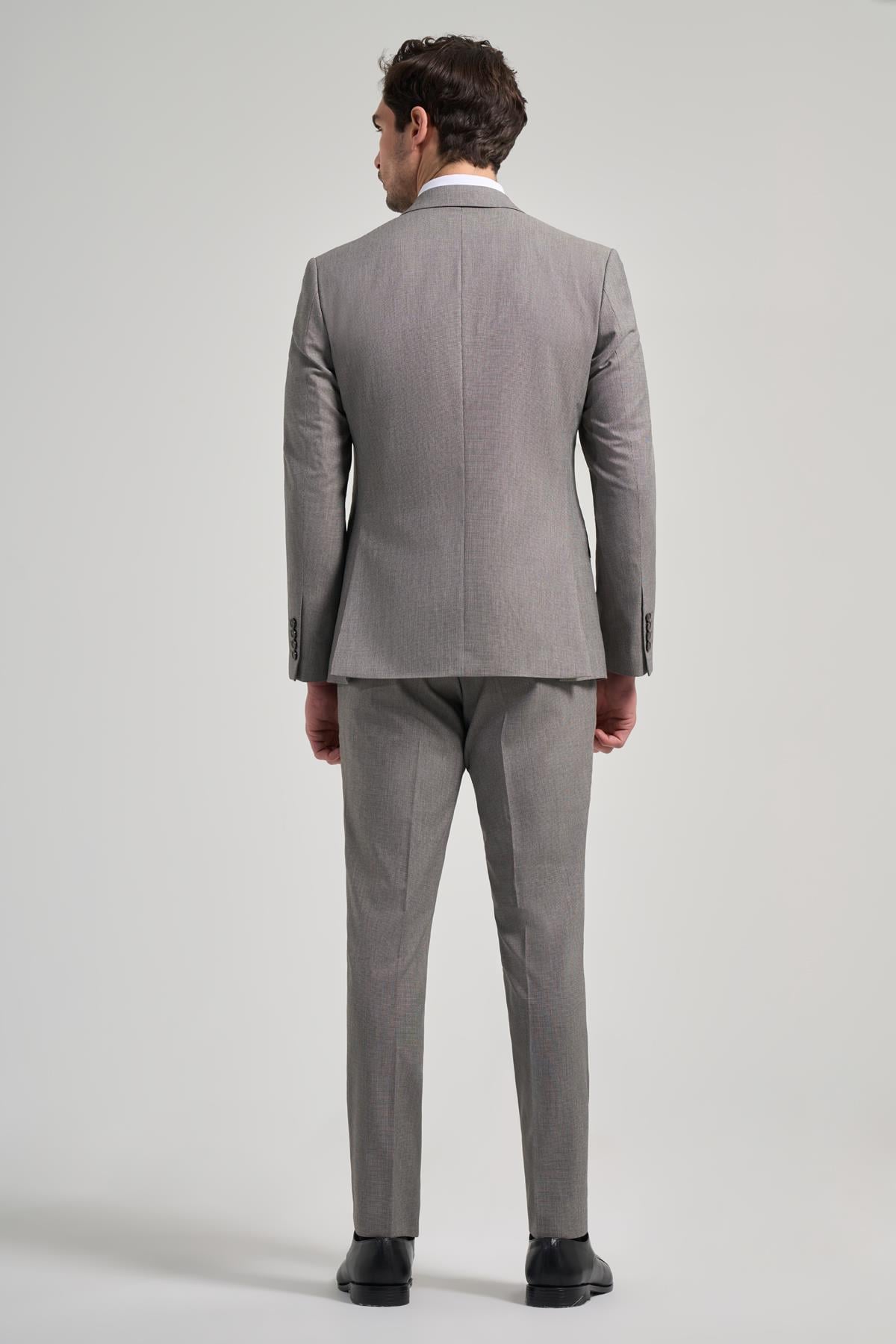 Desenli Bez Ayağı Mono Yaka Tam Astar Esnek 6 Drop Slim Fit Takım Elbise 1001250168