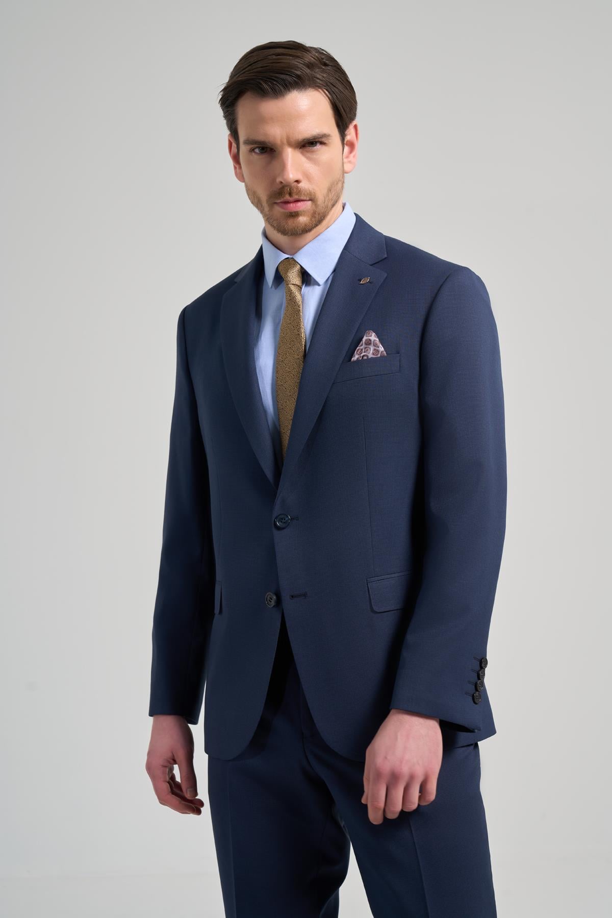Desenli Bez Ayağı Mono Yaka Tam Astar Esnek 4 Drop Comfort Fit Takım Elbise 1001250169