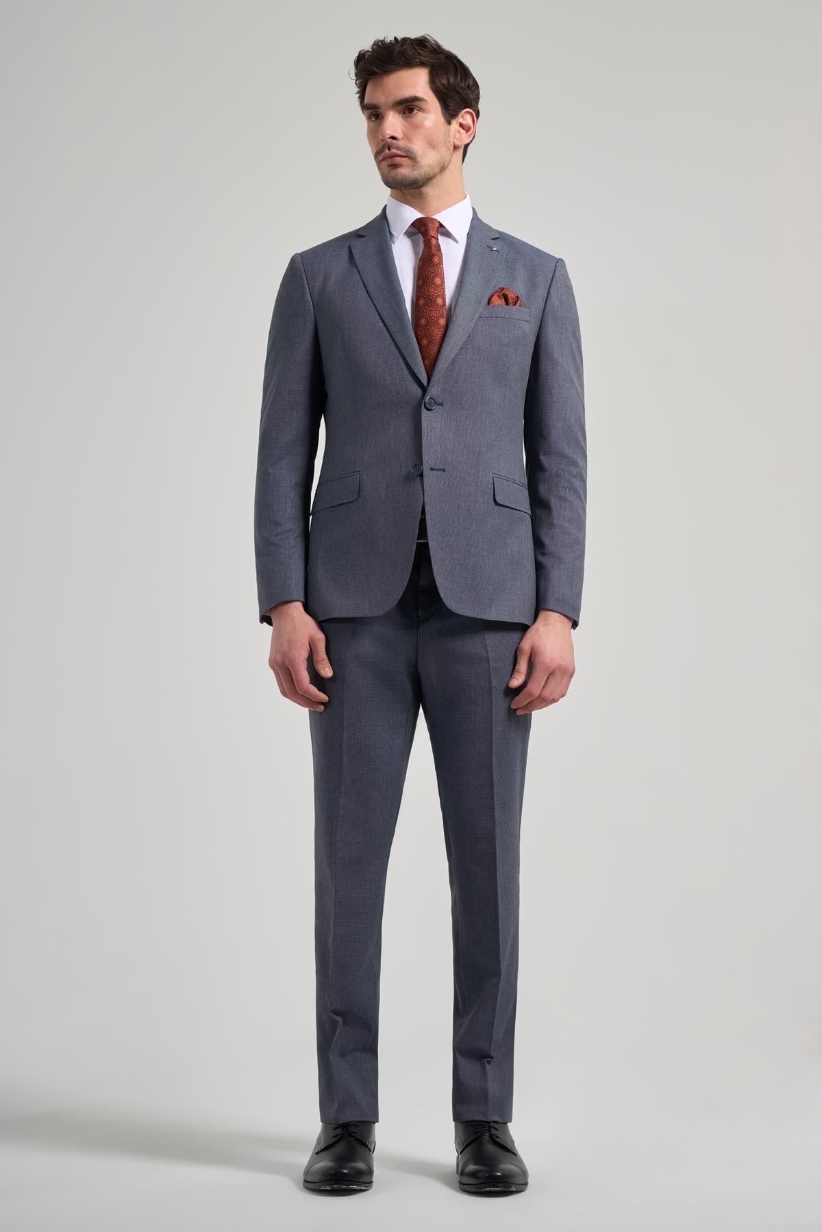 Desenli Bez Ayağı Mono Yaka Tam Astar Esnek 6 Drop Slim Fit Takım Elbise 1001250168