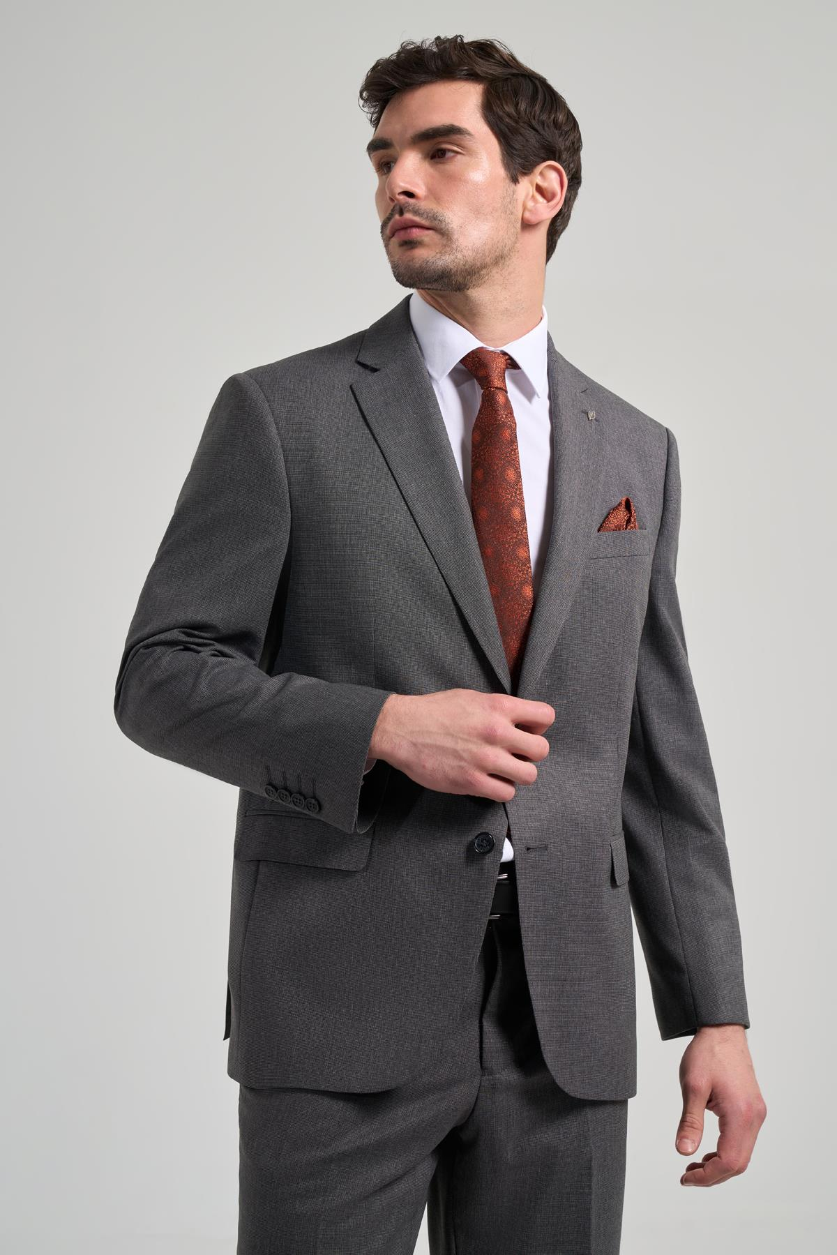 Desenli Bez Ayağı Mono Yaka Tam Astar Esnek 4 Drop Comfort Fit Takım Elbise 1001250169