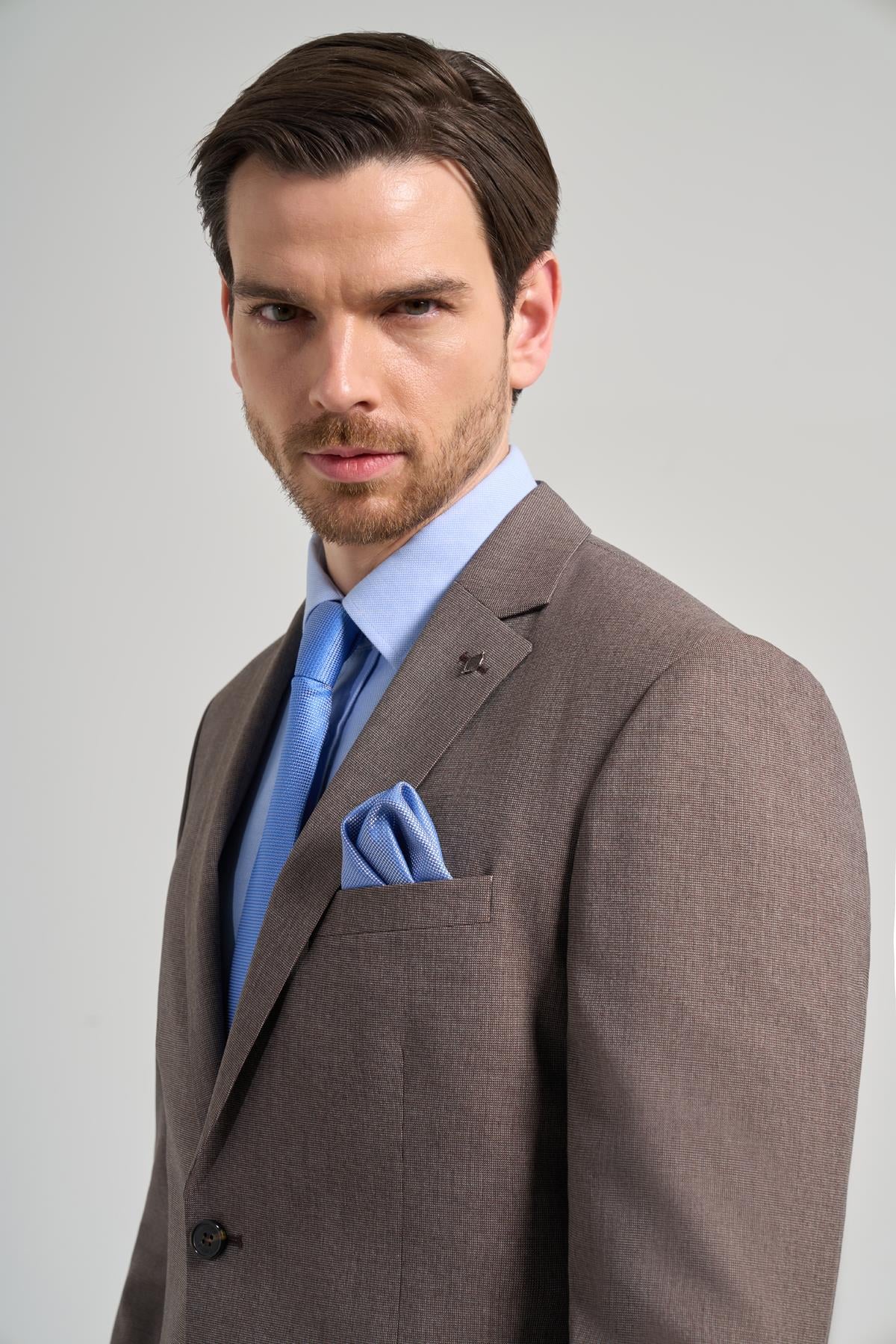 Desenli Bez Ayağı Mono Yaka Tam Astar Esnek 6 Drop Slim Fit Takım Elbise 1001250168