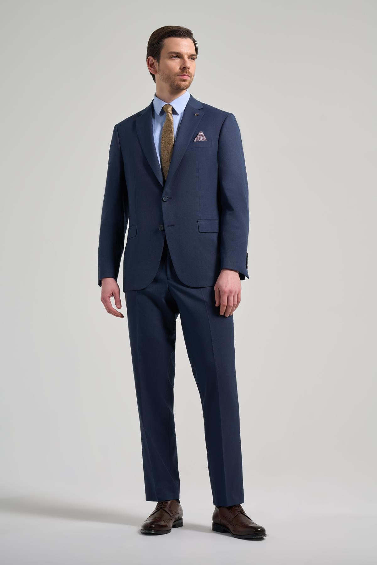 Desenli Bez Ayağı Mono Yaka Tam Astar Esnek 4 Drop Comfort Fit Takım Elbise 1001250169