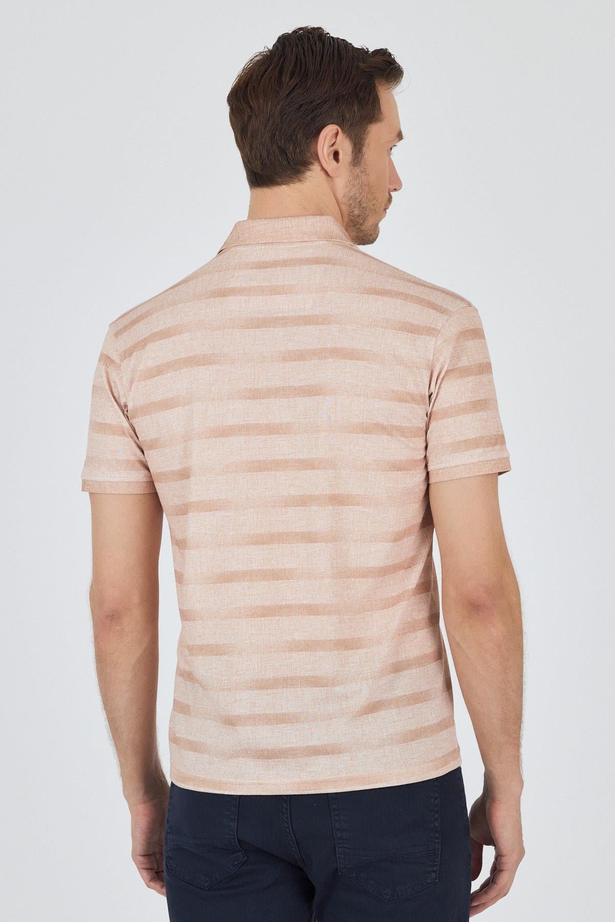 Kısa Kol Baskılı Pike Polo Yaka Cepsiz Slim Fit Tişört 1011250170
