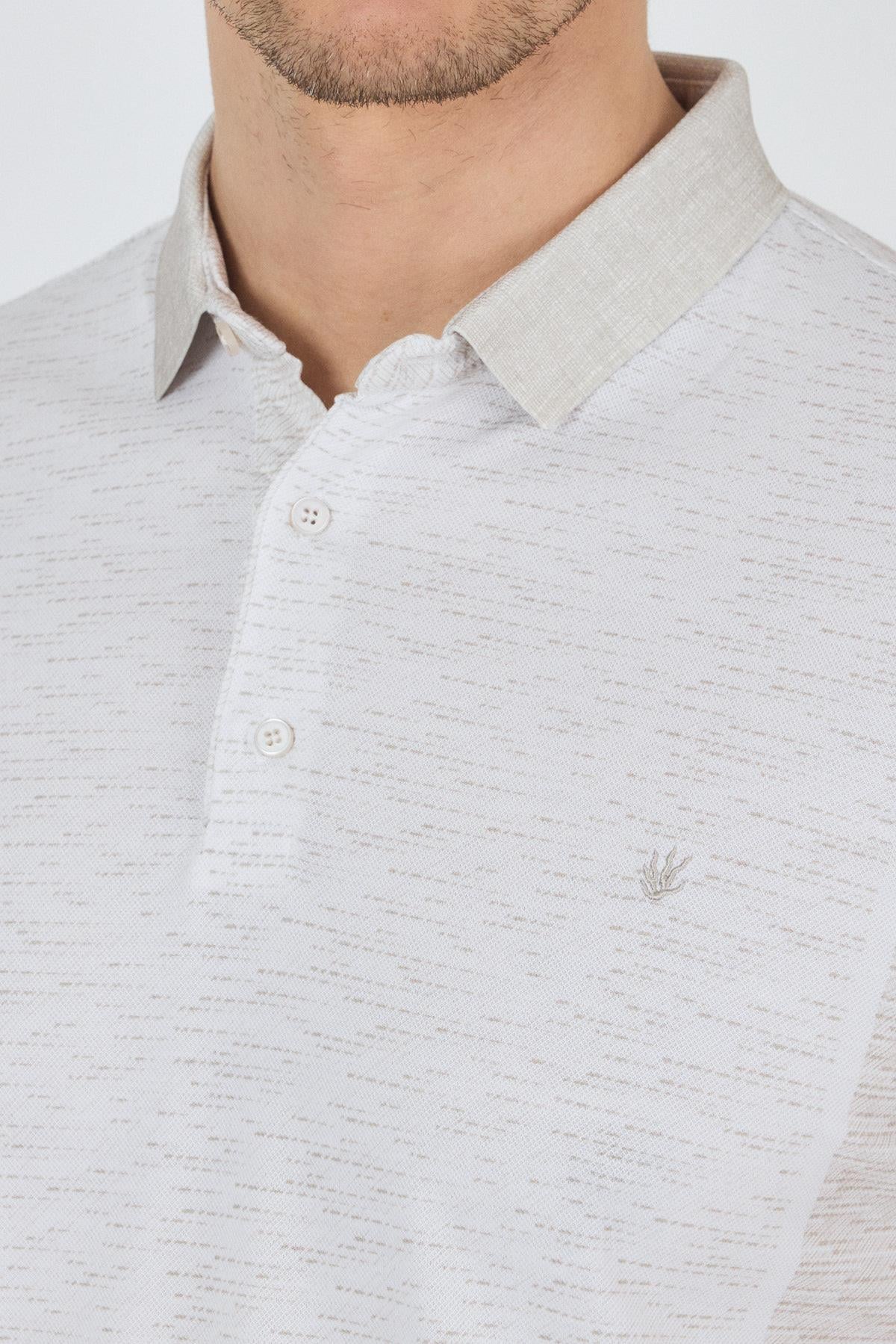 Bej Kısa Kol Baskılı Pike Polo Yaka Cepsiz Slim Fit Tişört 1011250167