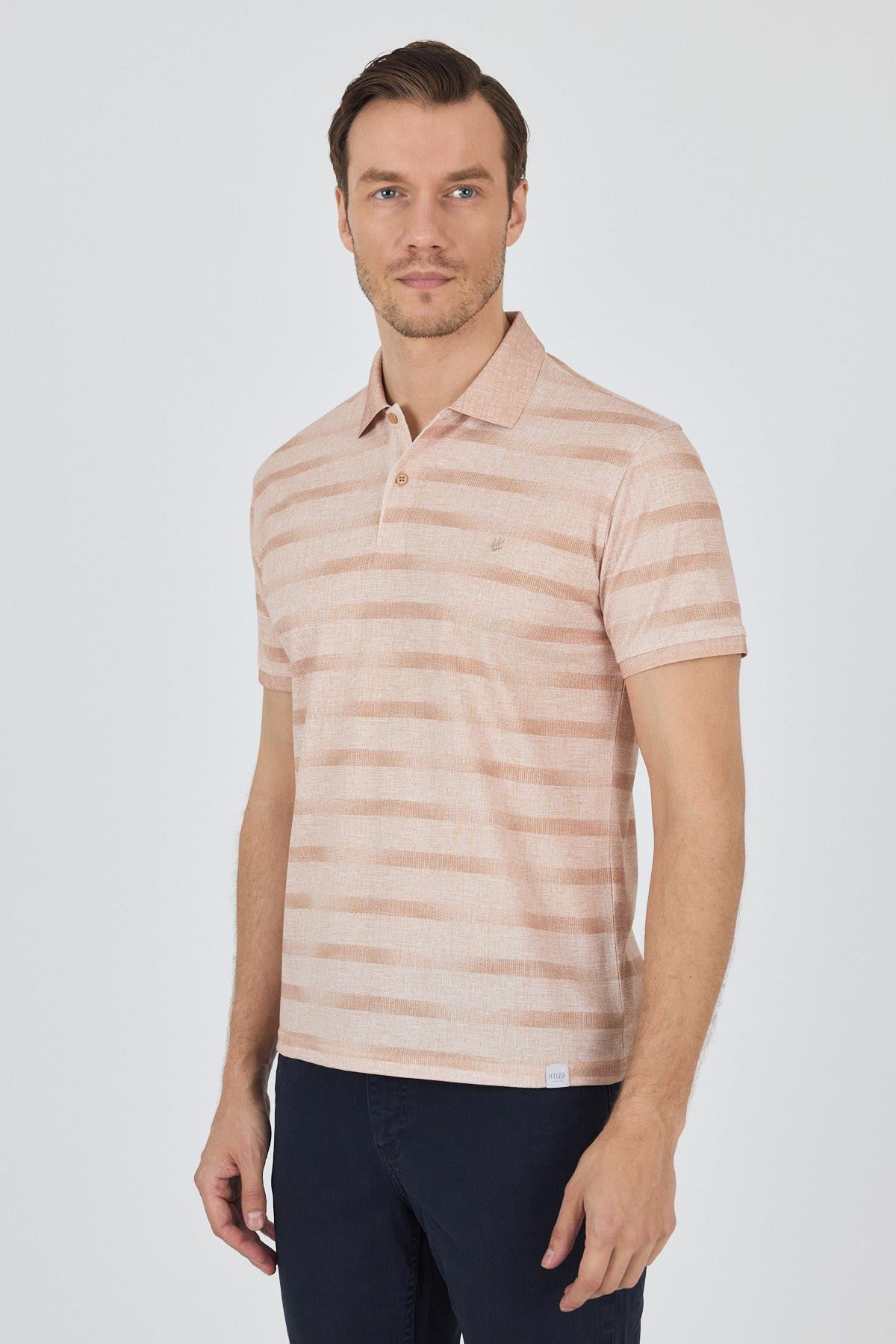 Kısa Kol Baskılı Pike Polo Yaka Cepsiz Slim Fit Tişört 1011250170