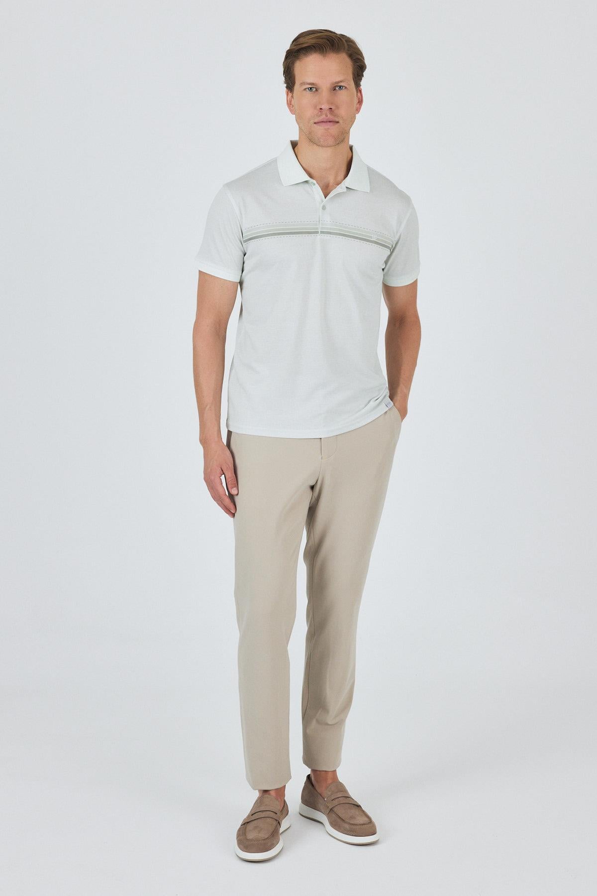 Yeşil Kısa Kol Baskılı Pike Polo Yaka Cepsiz Slim Fit Tişört 1011250168