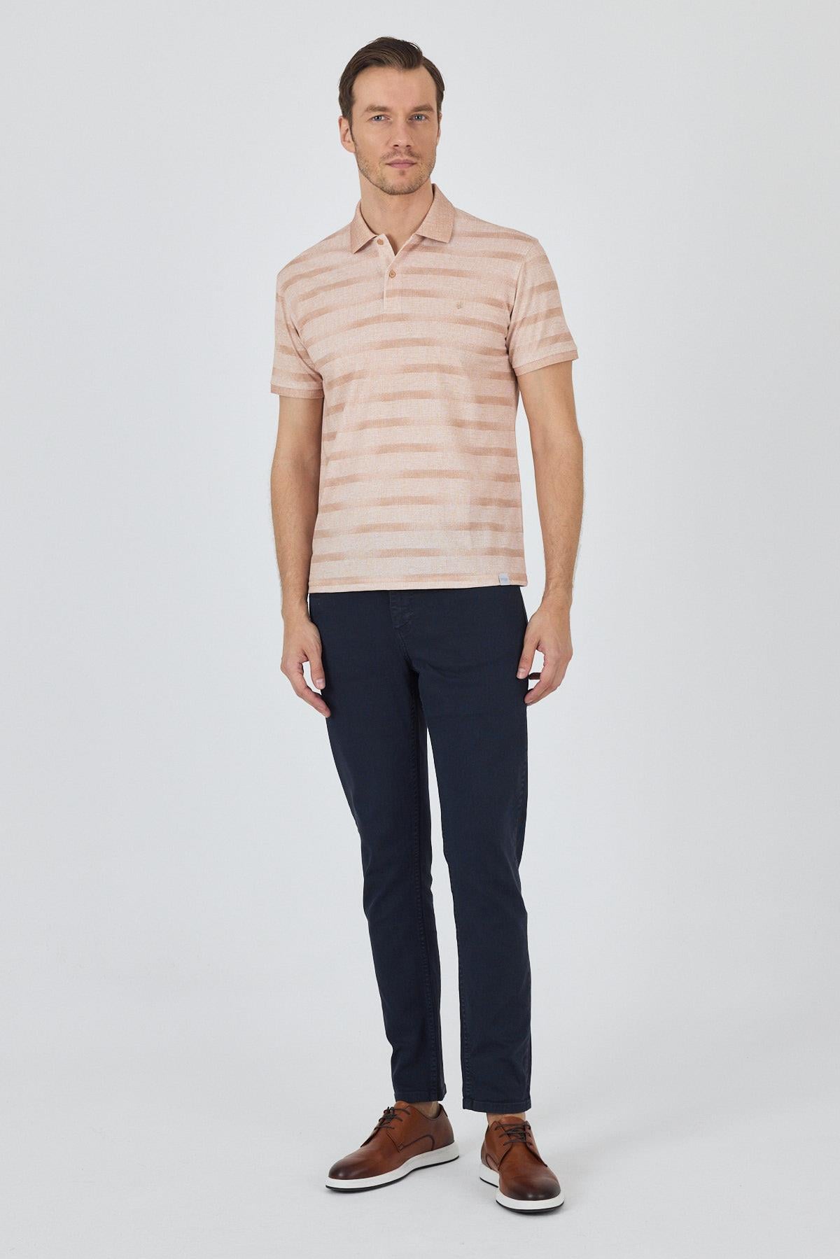 Kısa Kol Baskılı Pike Polo Yaka Cepsiz Slim Fit Tişört 1011250170