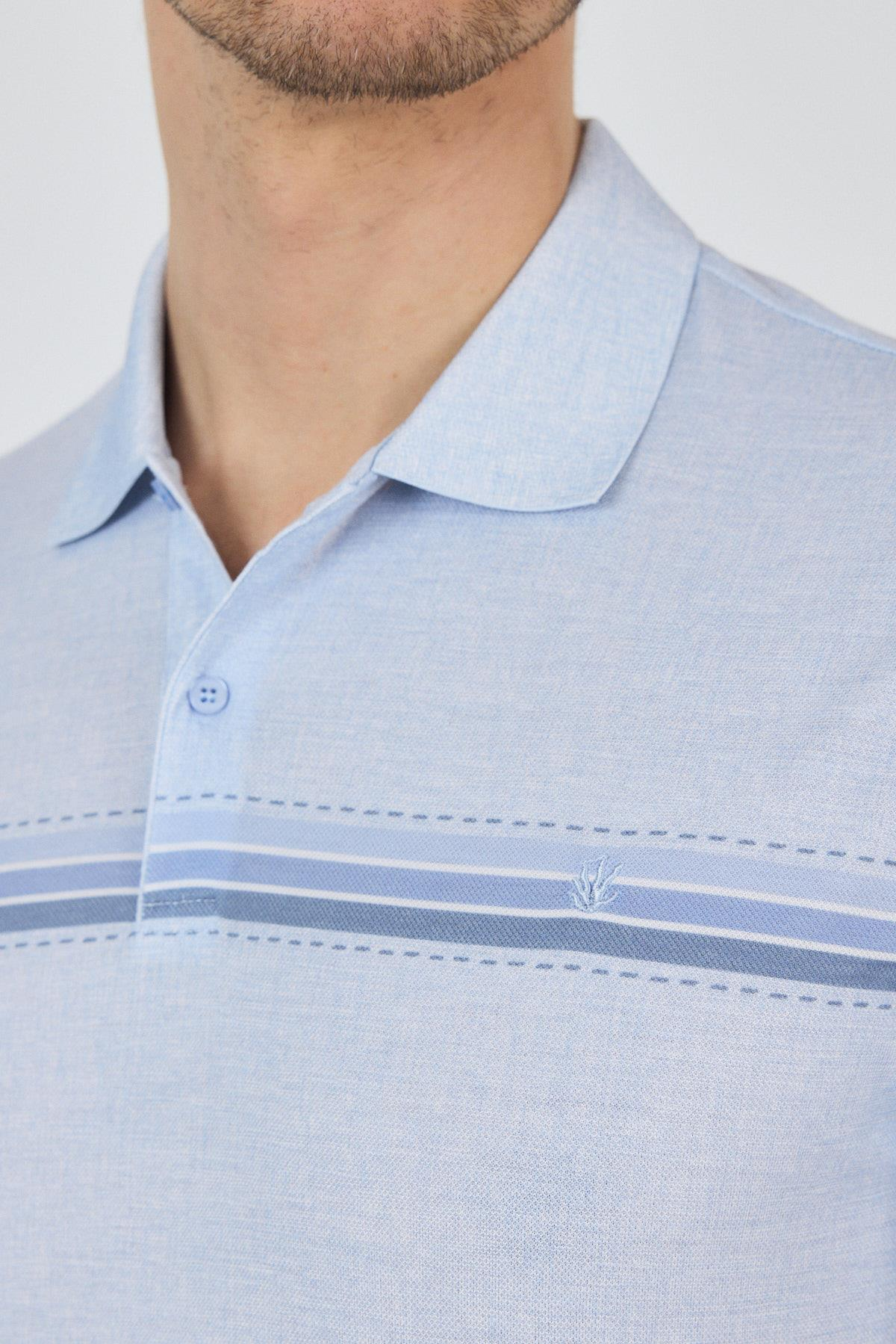 Mavi Kısa Kol Baskılı Pike Polo Yaka Cepsiz Slim Fit Tişört 1011250168