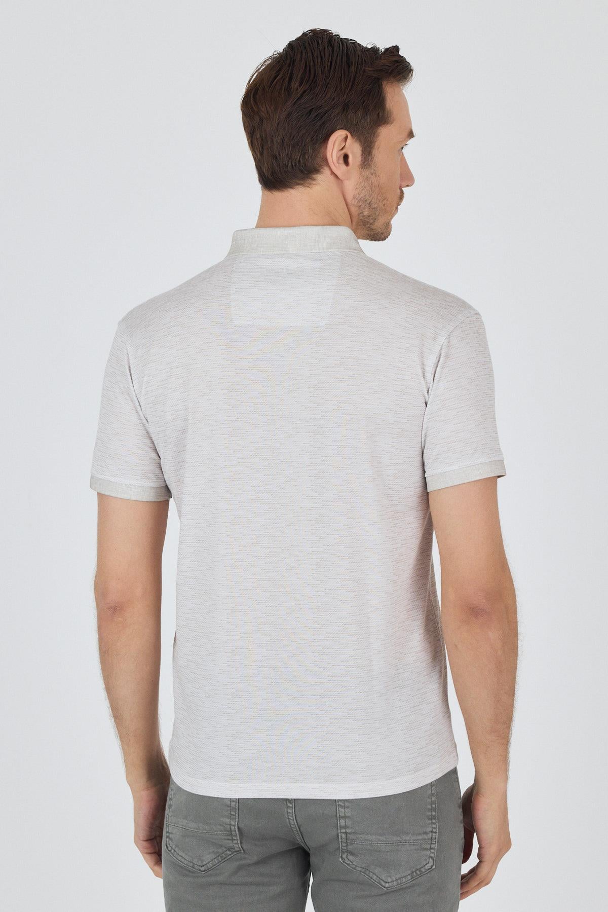 Bej Kısa Kol Baskılı Pike Polo Yaka Cepsiz Slim Fit Tişört 1011250167