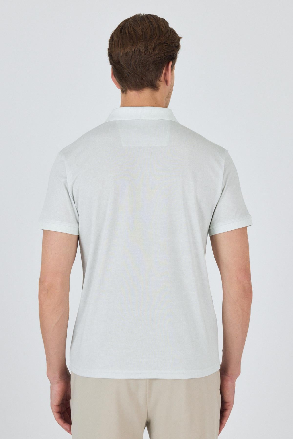 Yeşil Kısa Kol Baskılı Pike Polo Yaka Cepsiz Slim Fit Tişört 1011250168