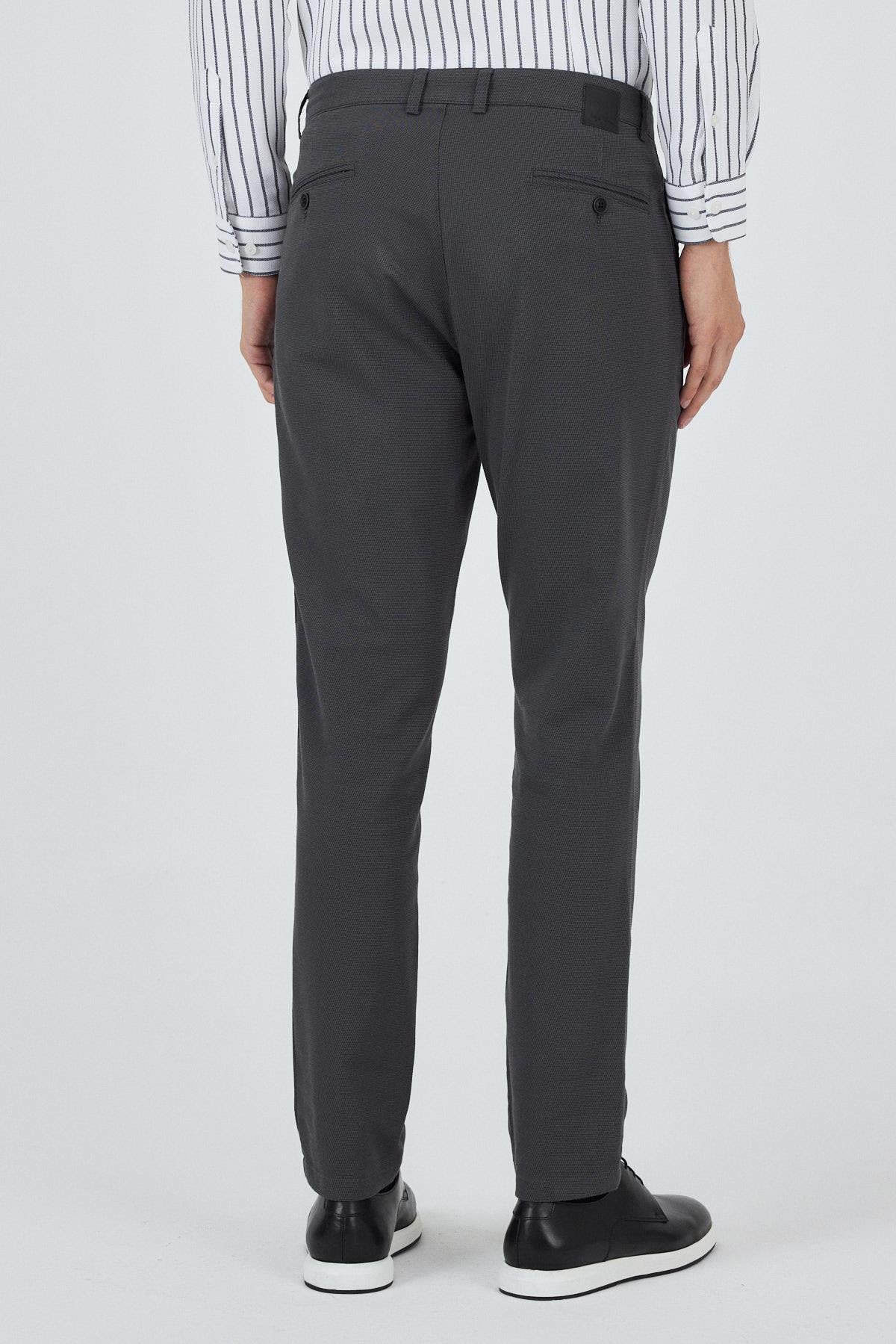 Desenli Armürlü Yan Cep Düz Paça Comfort Fit Pamuklu Casual Chino Pantolon 1003250122