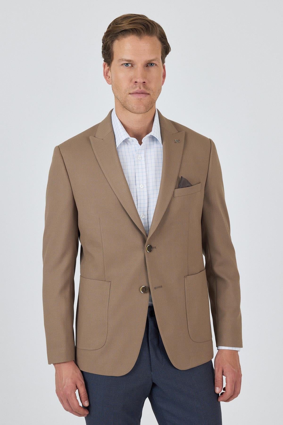 Kılıç Yaka   Esnek 6 Drop Slim Fit Classic  Ceket 1002250124