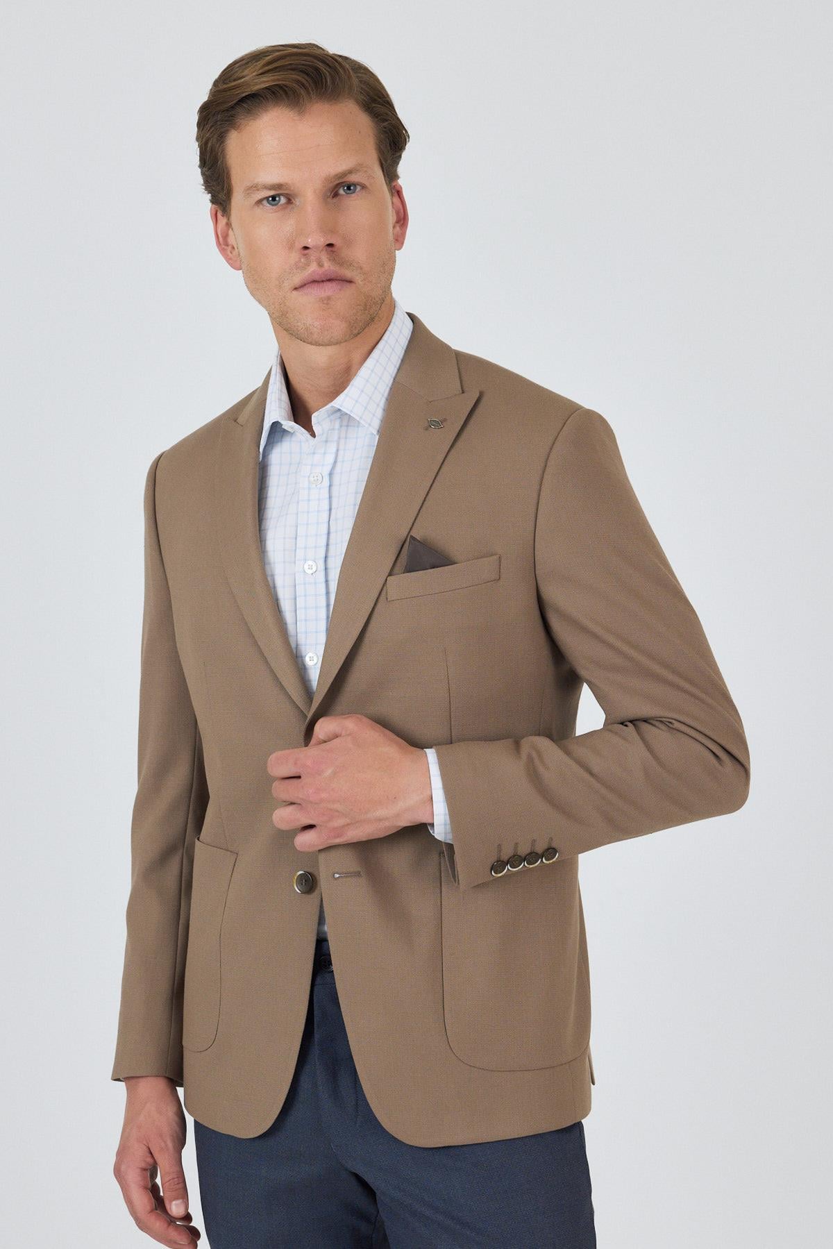 Kılıç Yaka   Esnek 6 Drop Slim Fit Classic  Ceket 1002250124