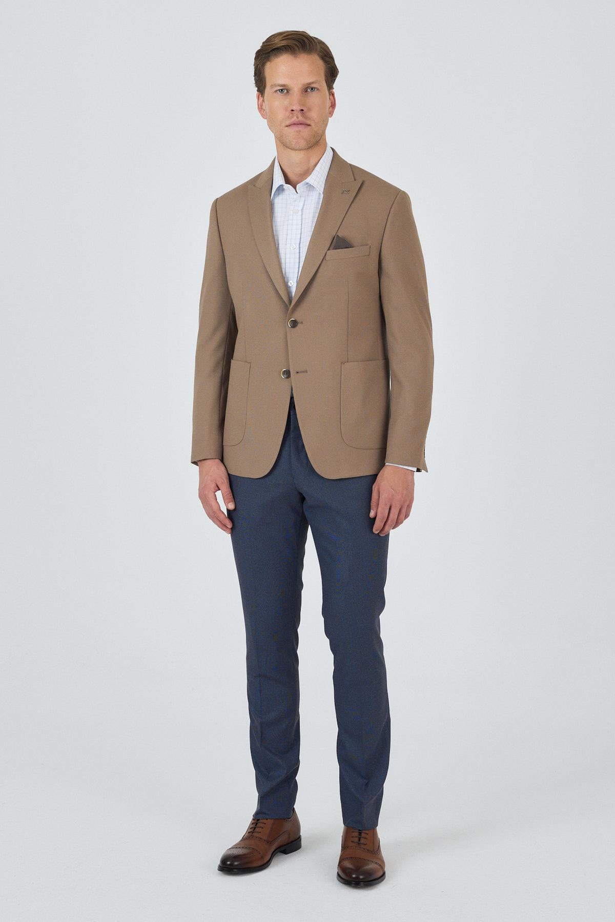 Kılıç Yaka   Esnek 6 Drop Slim Fit Classic  Ceket 1002250124