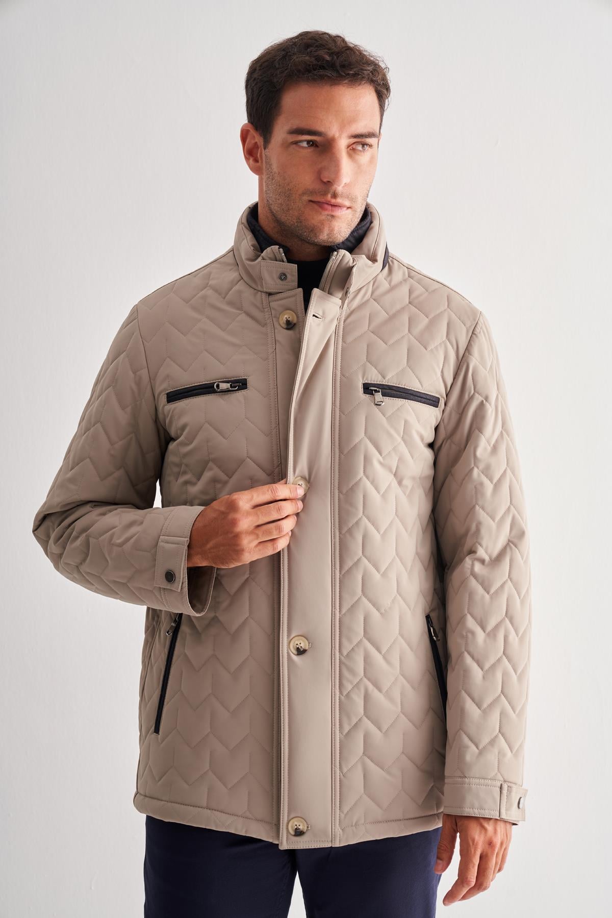Dik Yaka Casual Slim Fit Kapitone Esnek Mont 1007255126