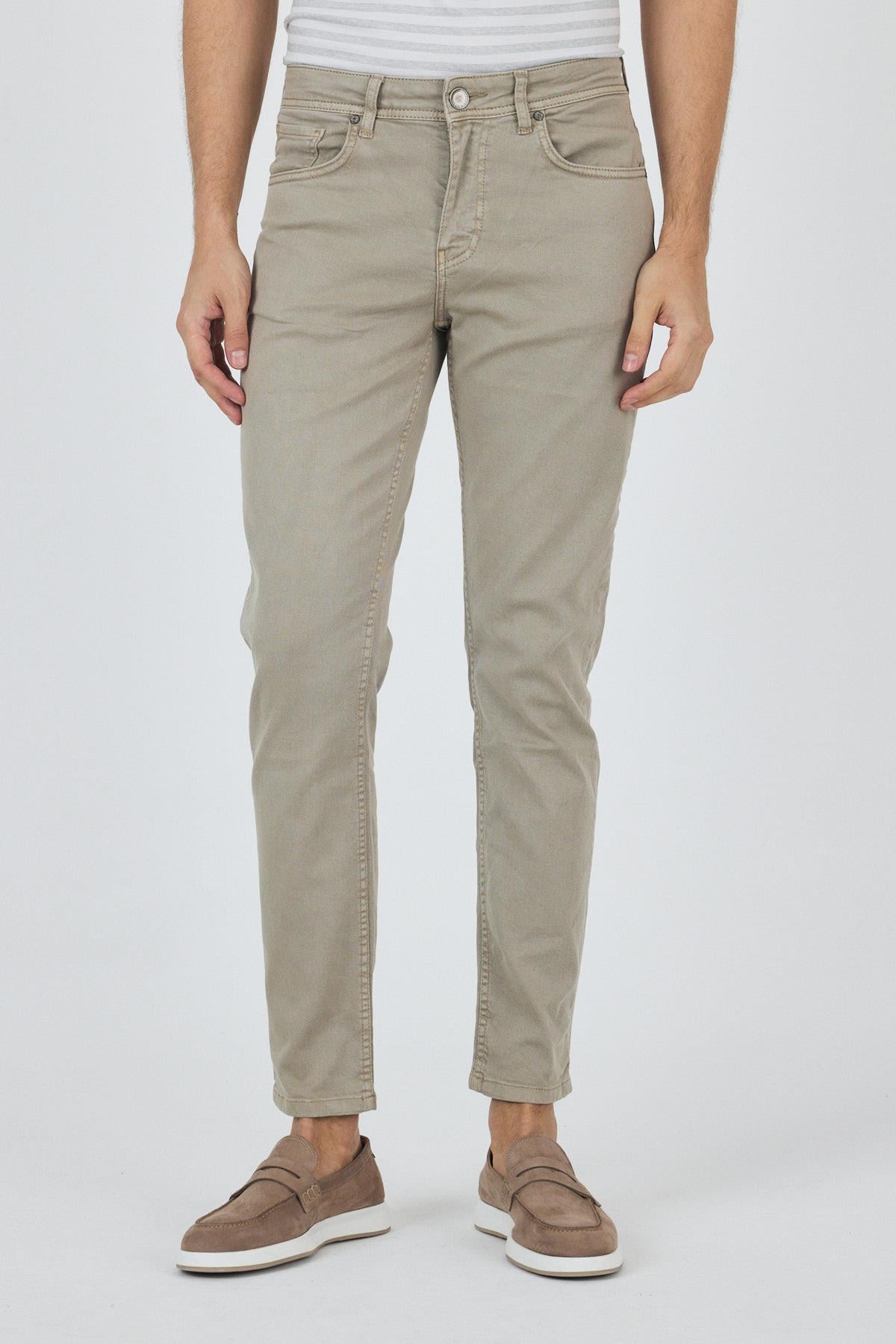 Bej Pamuklu 5 Cep Casual Slim Fit 5 Cep Pantolon 1003250318