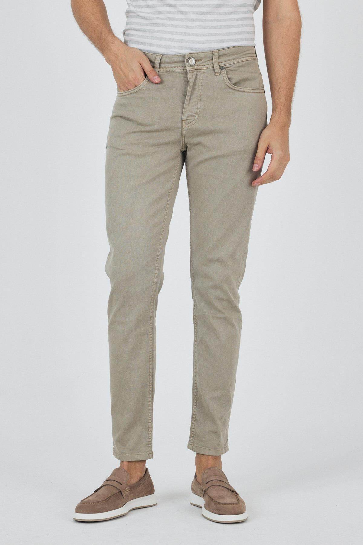 Bej Pamuklu 5 Cep Casual Slim Fit 5 Cep Pantolon 1003250318
