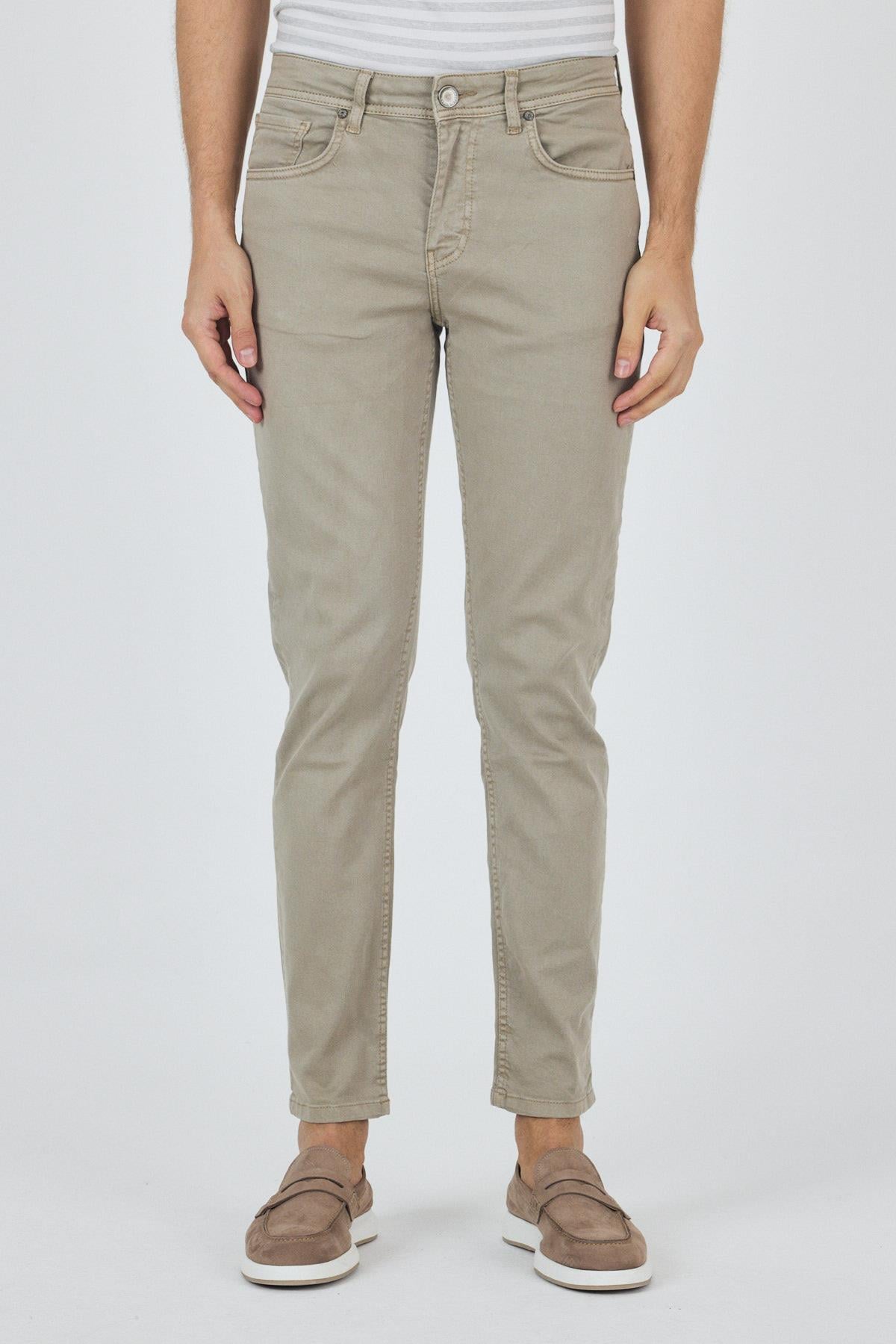 Bej Pamuklu 5 Cep Casual Slim Fit 5 Cep Pantolon 1003250318