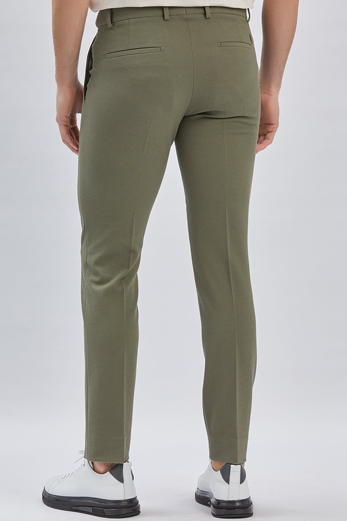 Haki Esnek Lastikli Yandan Cepli Casual Slim Fit Ayarlanabilir Kemer Pantolon 1003240162