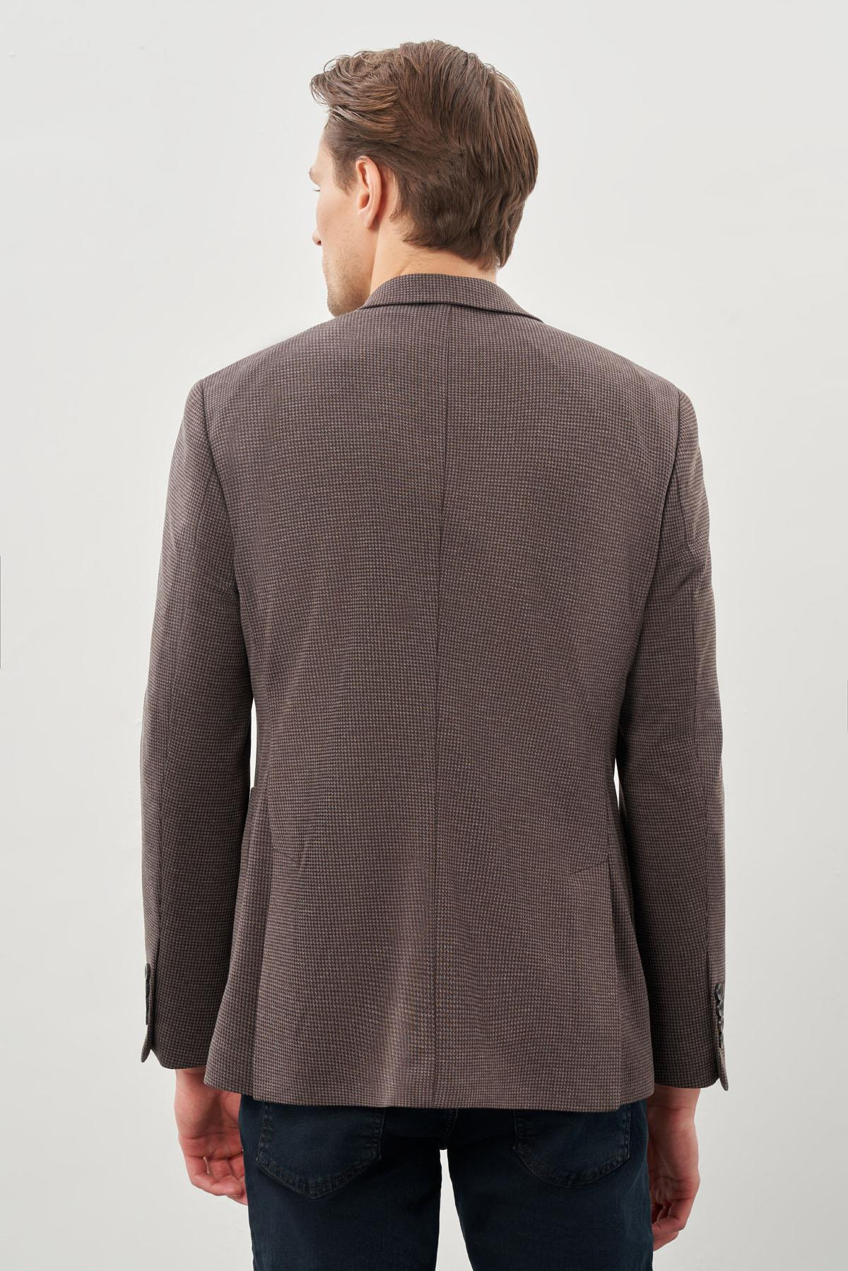 Kazayağı Desen Örme Mono Yaka 2 Düğme 6 Drop Slim Fit Classic Ceket 1002245166