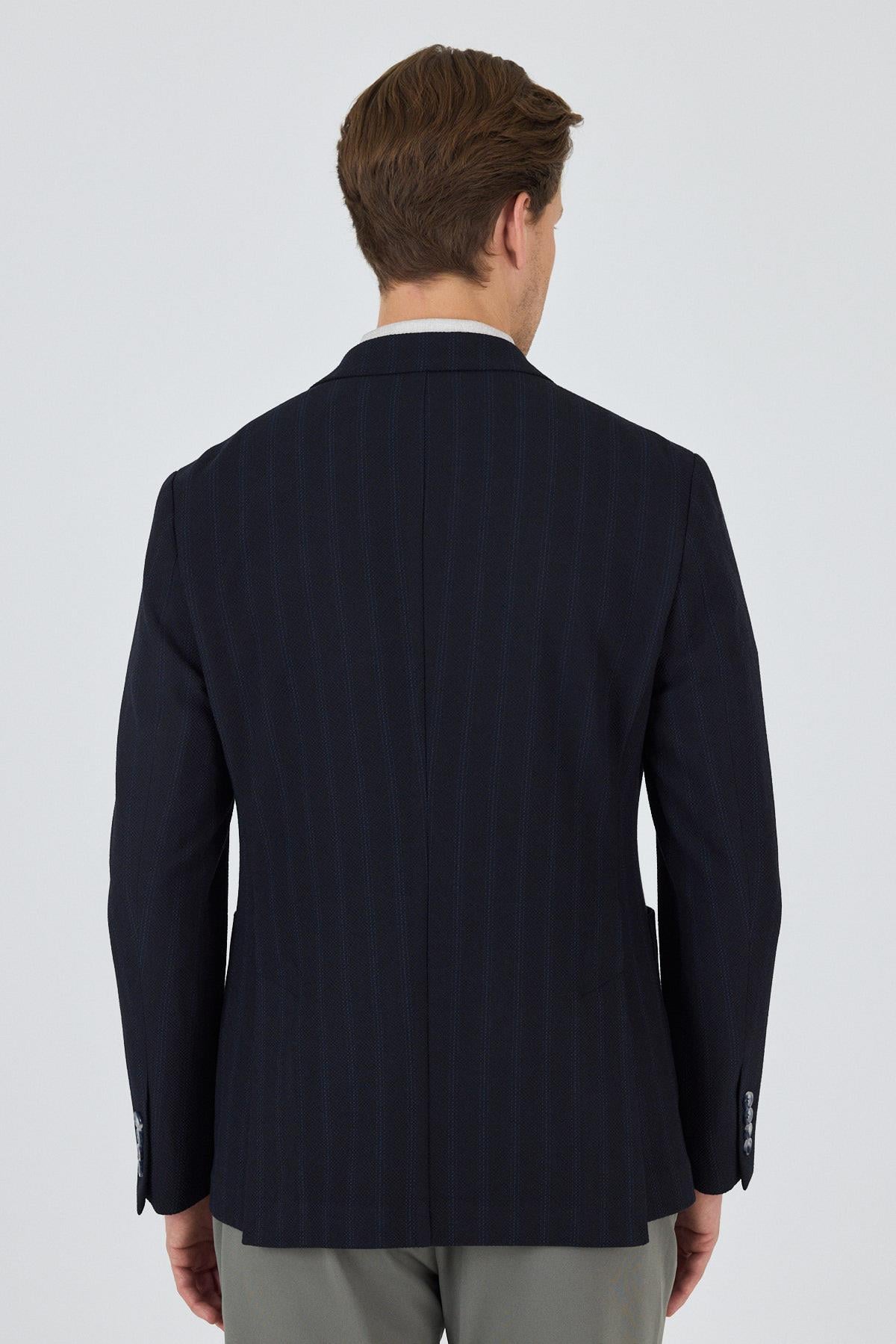 Mono Yaka Gofreli  Esnek 6 Drop Slim Fit Casual  Ceket 1002250126