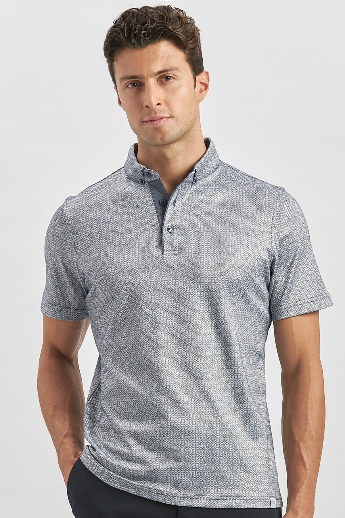 Lacivert Merserize Garnili Pamuklu Casual Slim Fit Tişört 1011240164