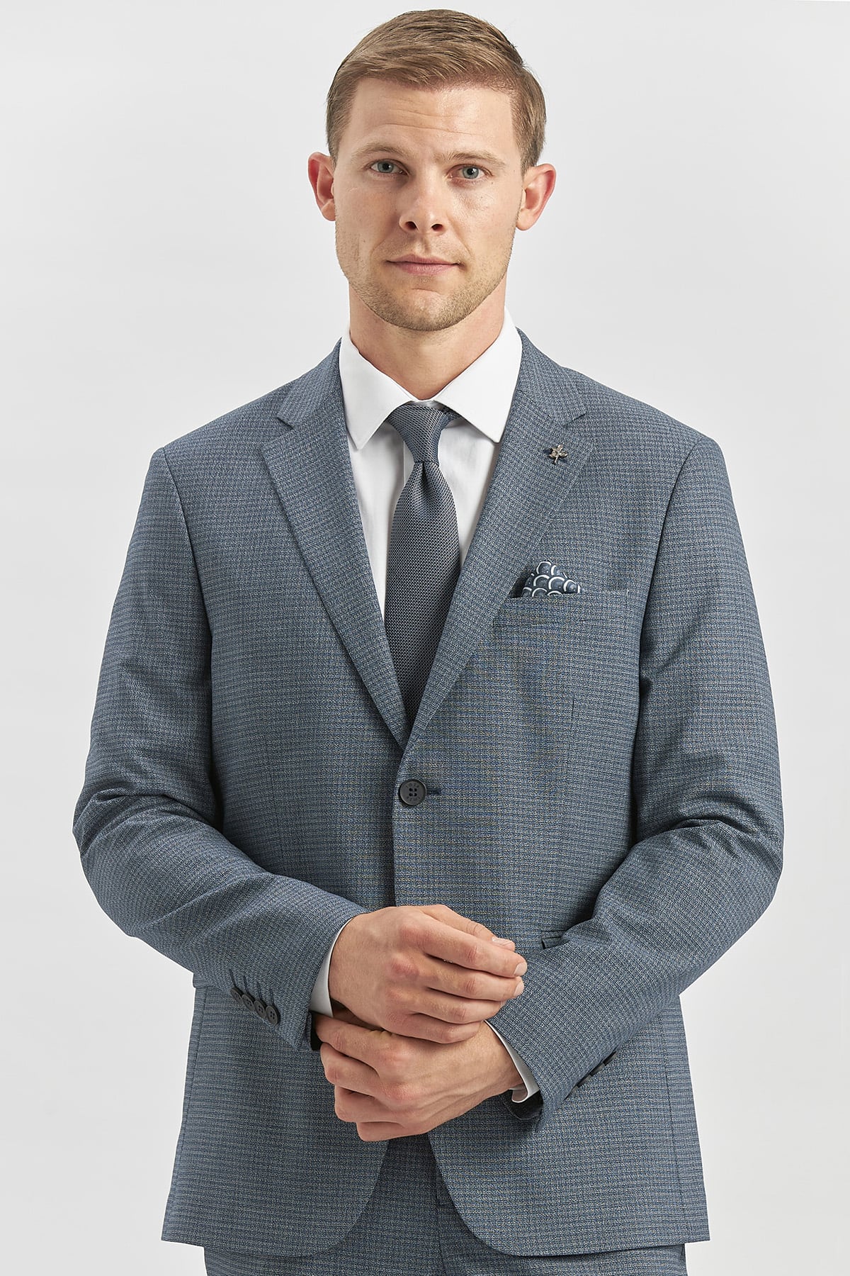 Lacivert Mono Yaka 6 Drop Slim Fit Tam Astar Esnek Takım Elbise 1001240174