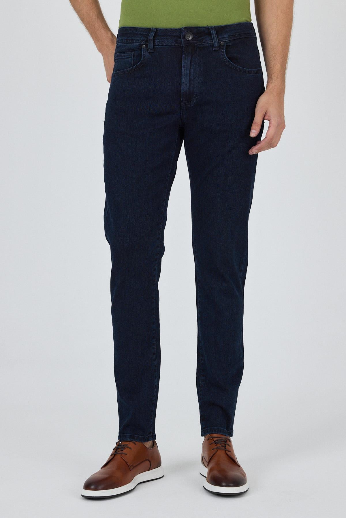 Gabardin 5 Cep Düz Paça Casual Slim Fit Pamuklu Denim Pantolon 1023250151