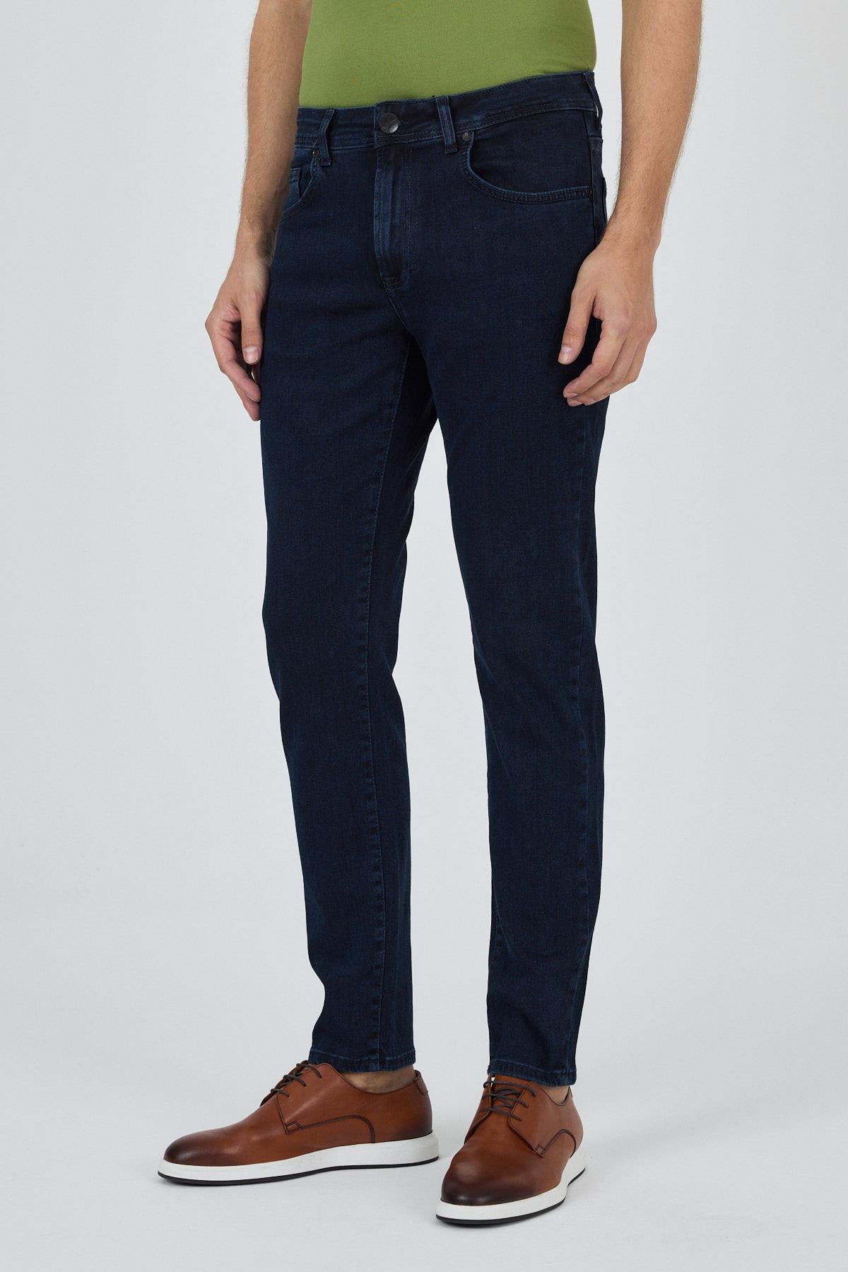 Gabardin 5 Cep Düz Paça Casual Slim Fit Pamuklu Denim Pantolon 1023250151