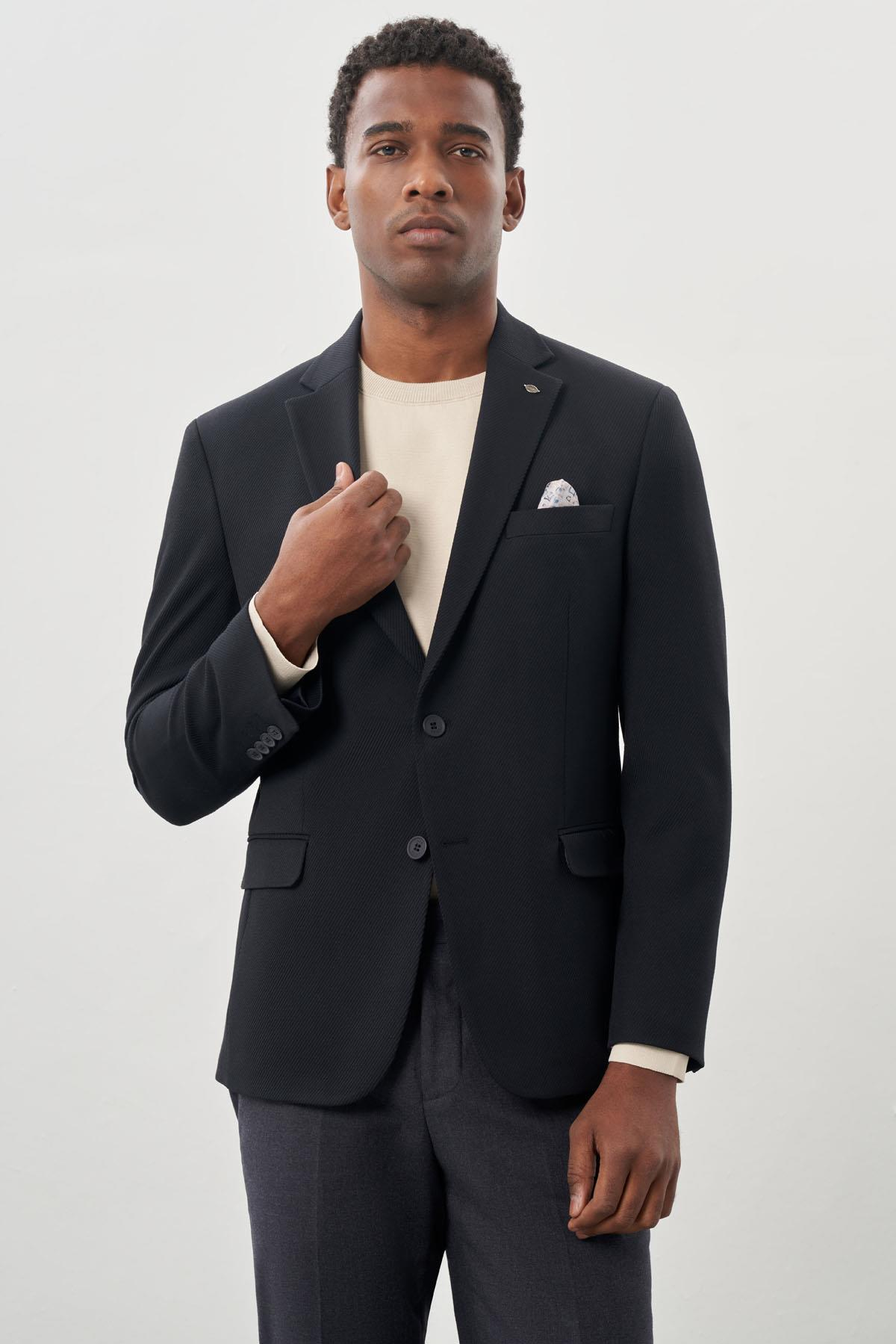 Gabardin Mono Yaka Tam Astar Esnek 6 Drop Slim Fit Casual Ceket 1002245162